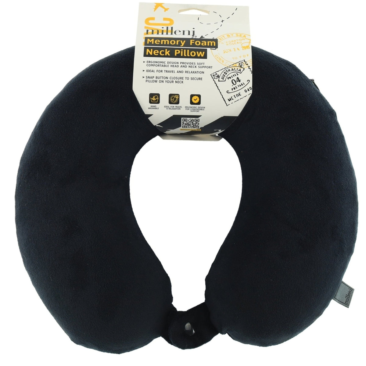 Milleni Travel Memory Foam Neck Pillow in Black
