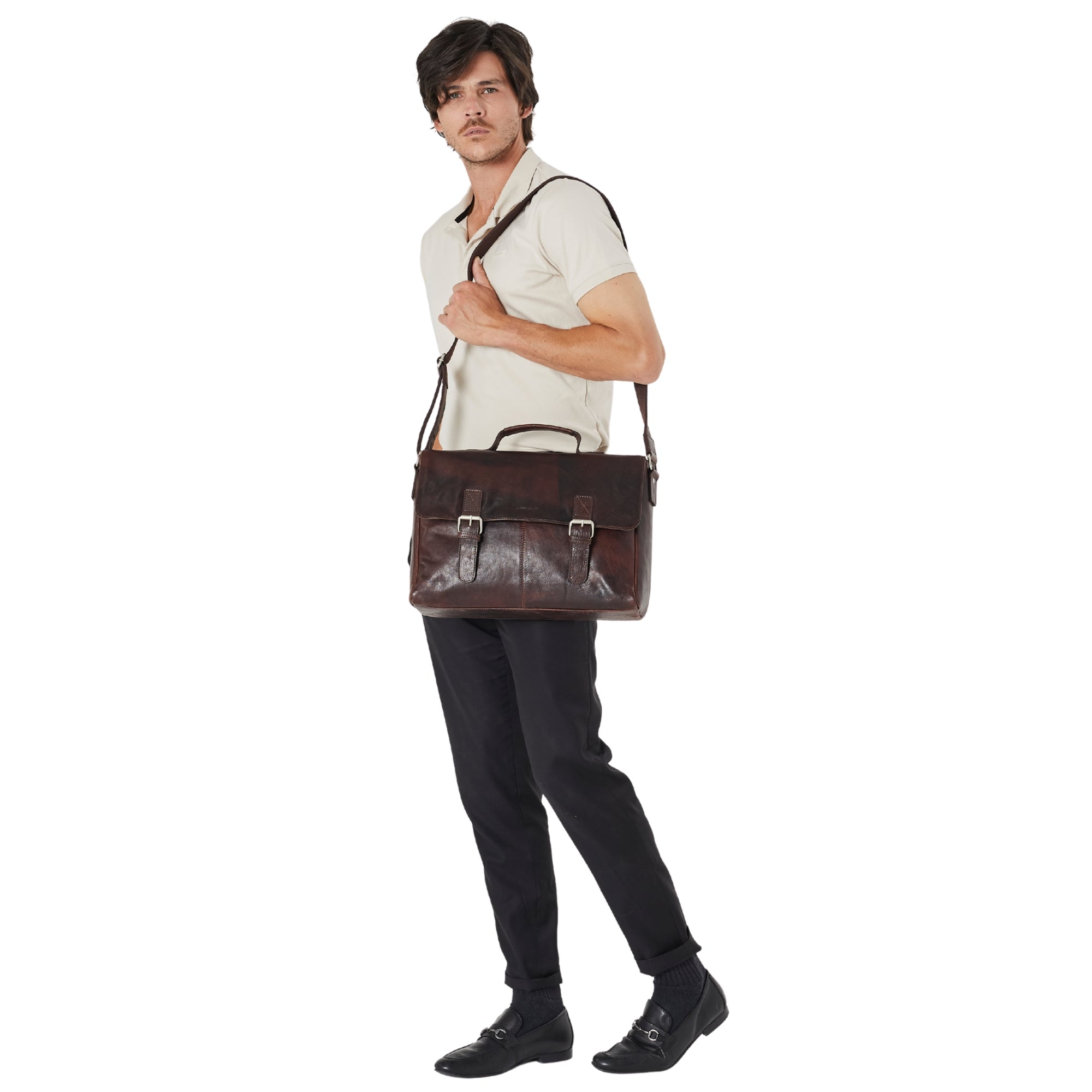 Pierre Cardin Rustic Leather Computer Bag