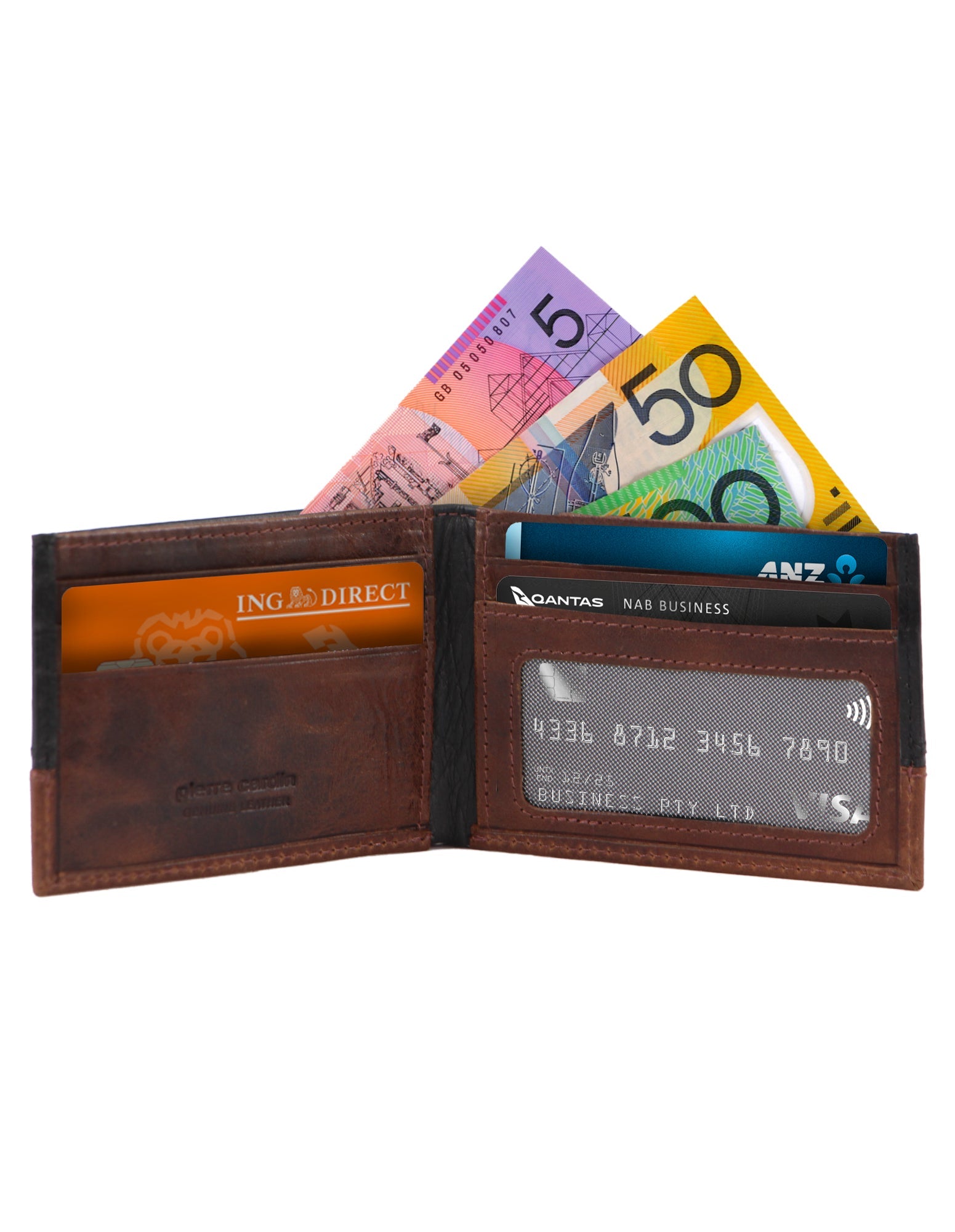 Pierre Cardin Rustic Leather Mens 2 Tone Slim Bi-Fold Wallet