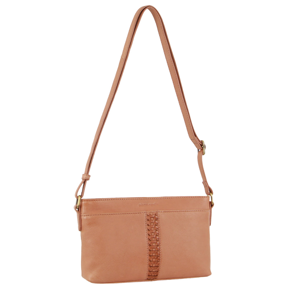 Pierre Cardin Leather Woven Design Crossbody Bag