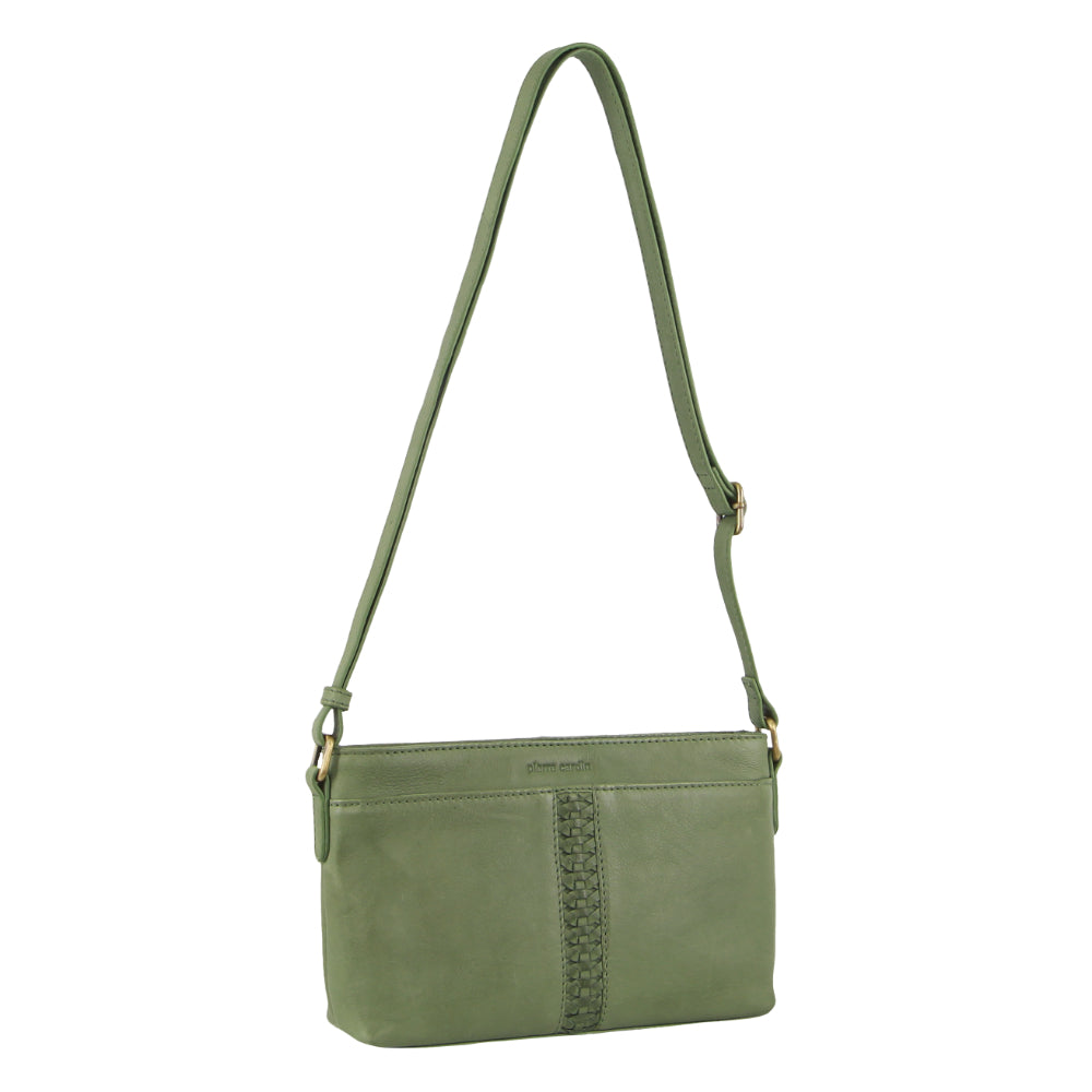 Pierre Cardin Leather Woven Design Crossbody Bag