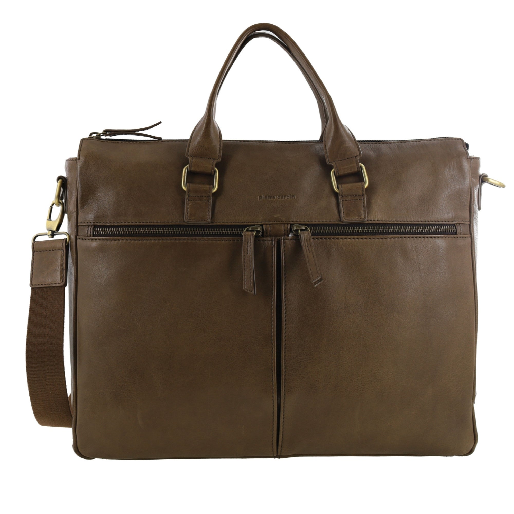 Pierre Cardin Men's Italian Leather Business Briefcase/Messenger Bag
