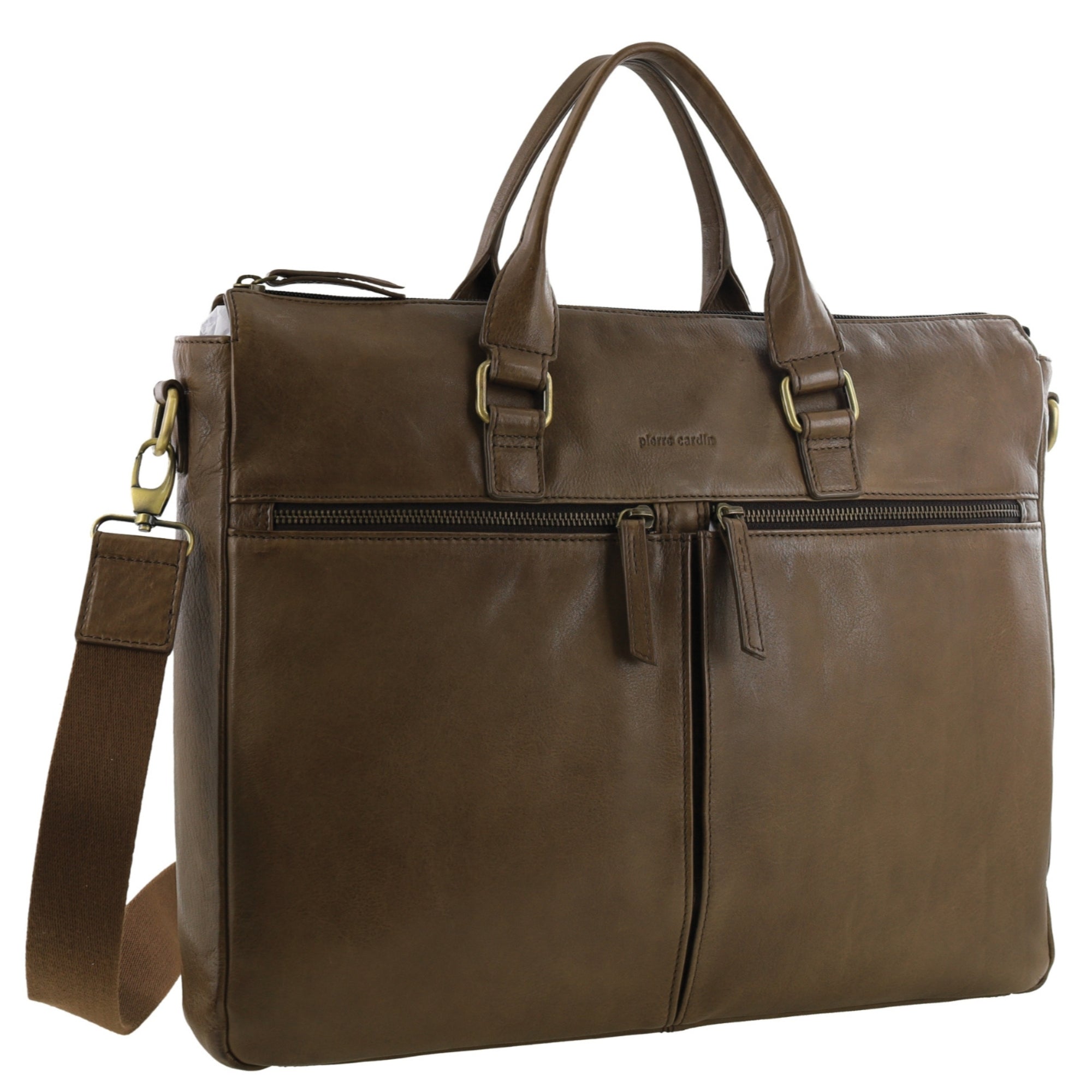 Pierre Cardin Men's Italian Leather Business Briefcase/Messenger Bag