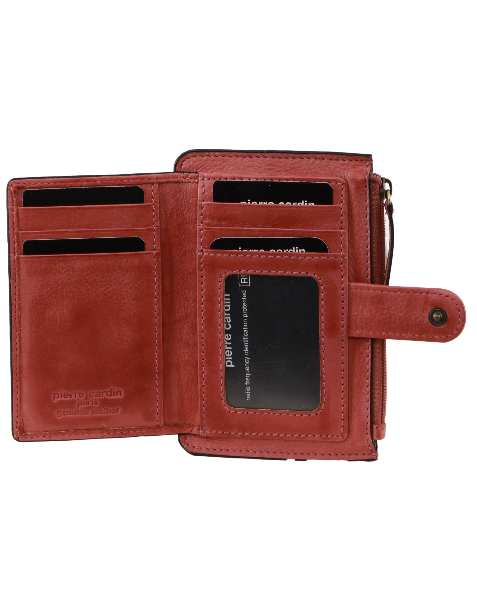 Pierre Cardin Leather Pattern Embossed Pattern Zip Purse Wallet