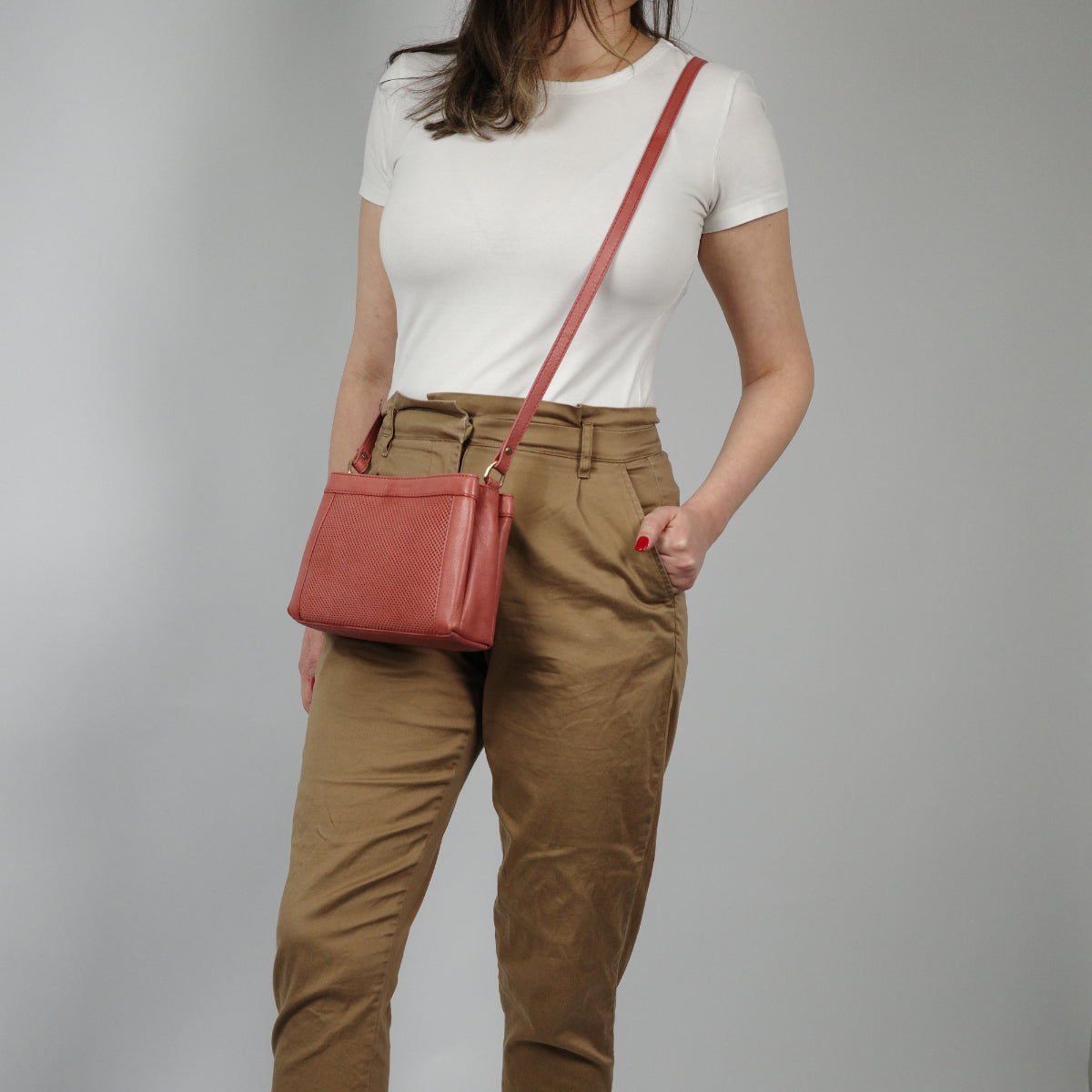 Pierre Cardin Leather Ladies Perforated Design Cross-Body Bag