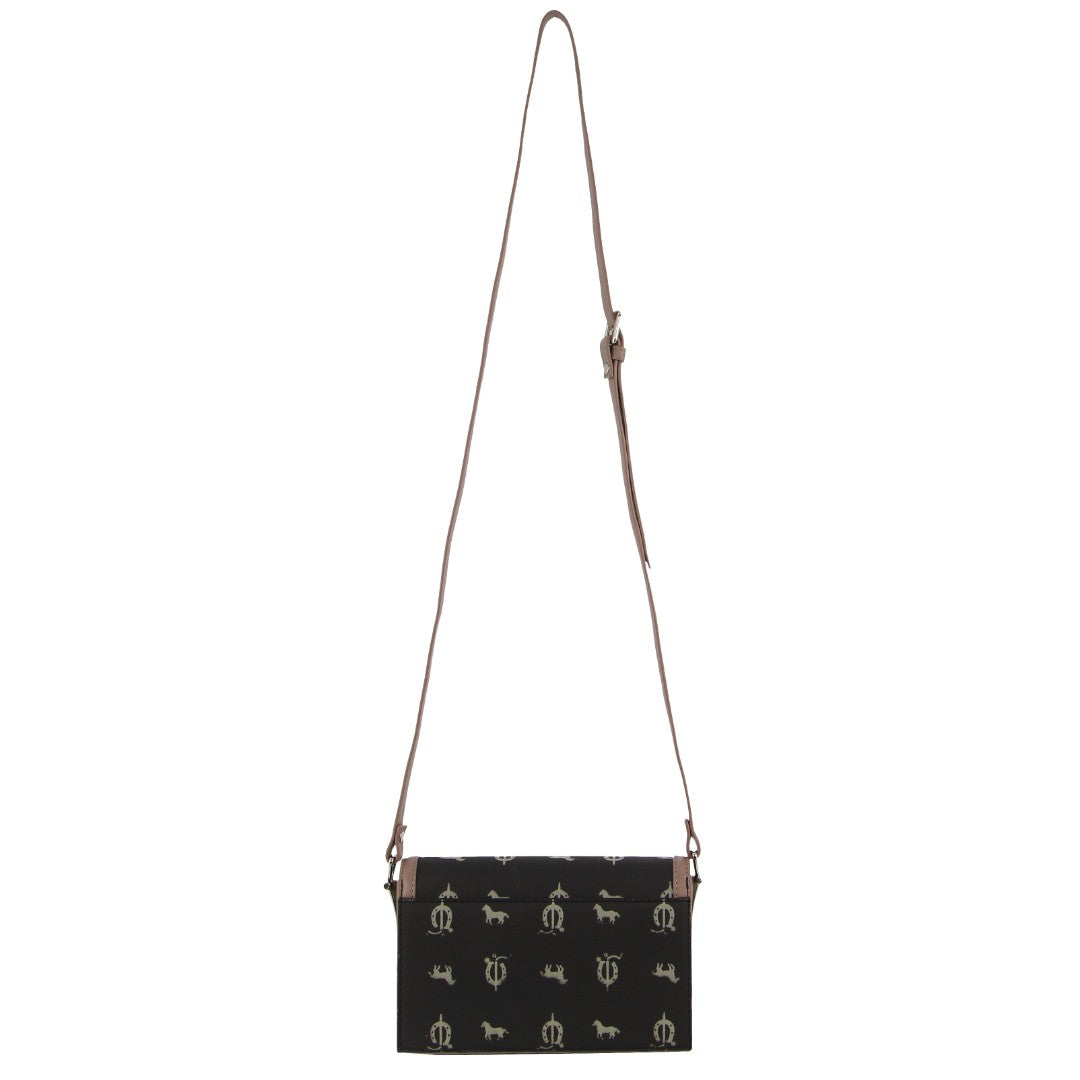 Pierre Cardin Canvas Print/Leather Trim Flap Cross-Body Bag