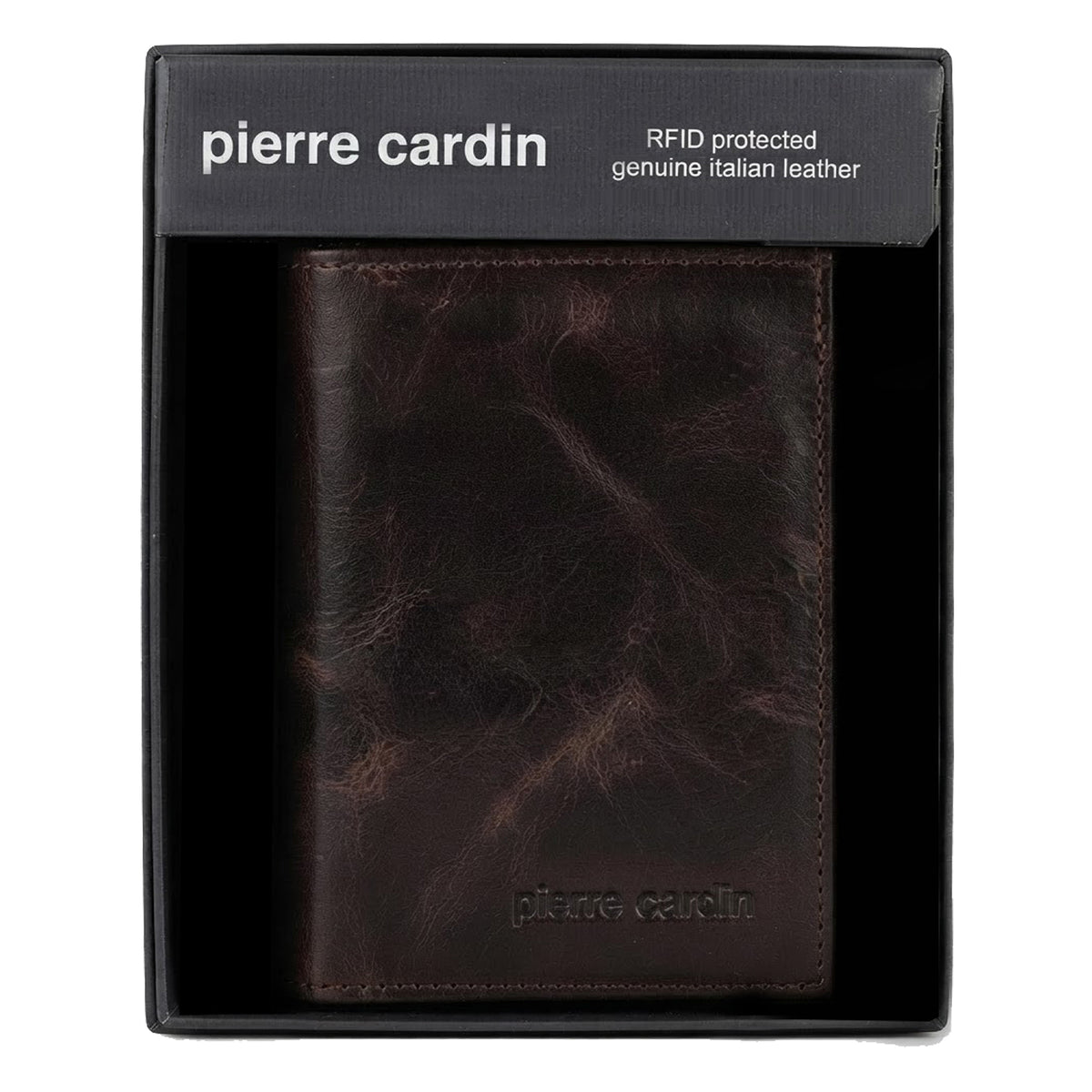 Pierre Cardin Rustic Leather Men's Bi-Fold Flap Wallet
