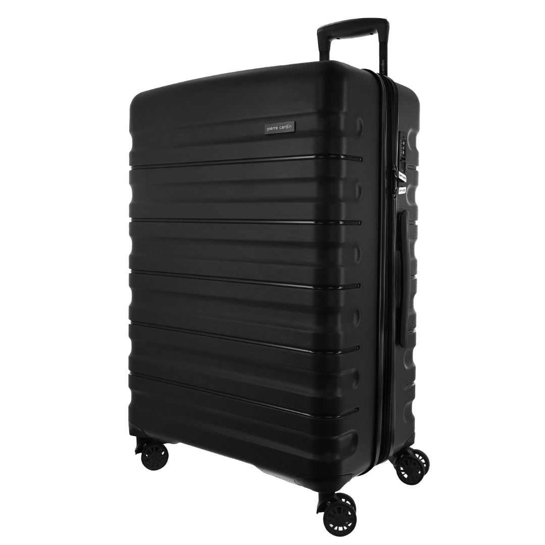 F0358S 新品 pierre cardin スーツ：A4 ブラック Pierre Cardin 80cm LARGE Hard Shell Suitcase