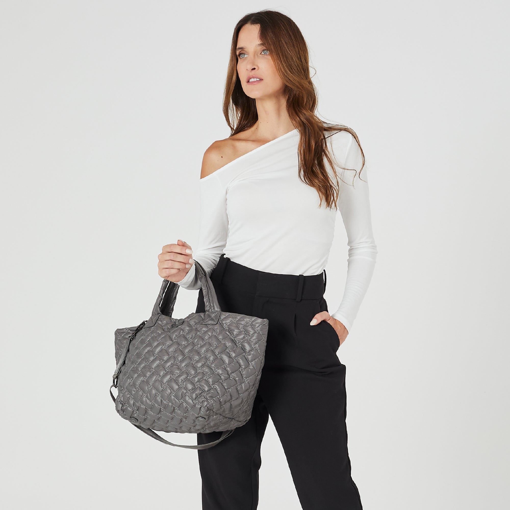 Pierre Cardin Ladies Nylon Small Quilted Tote Bag