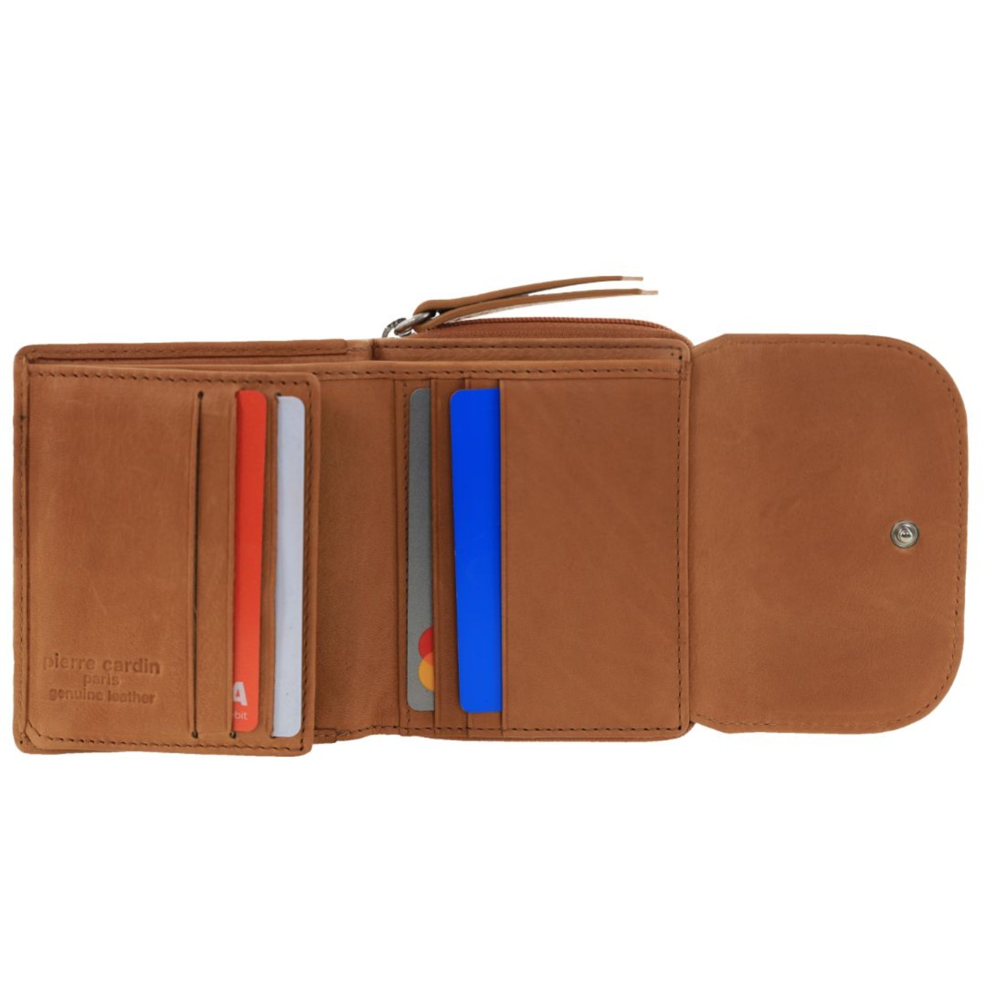 Pierre Cardin Ladies Leather Tri-Fold Tab Wallet