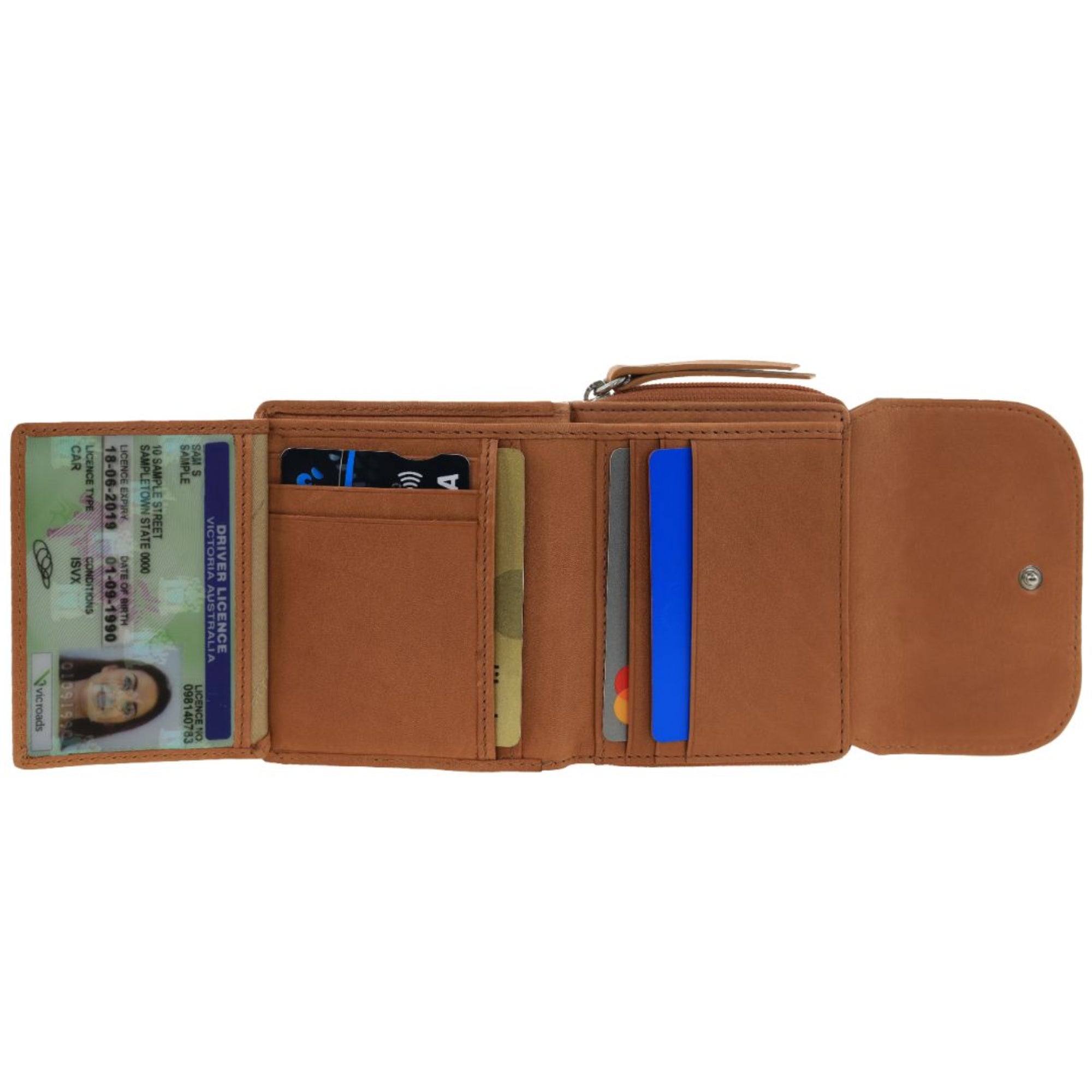Pierre Cardin Ladies Leather Tri-Fold Tab Wallet