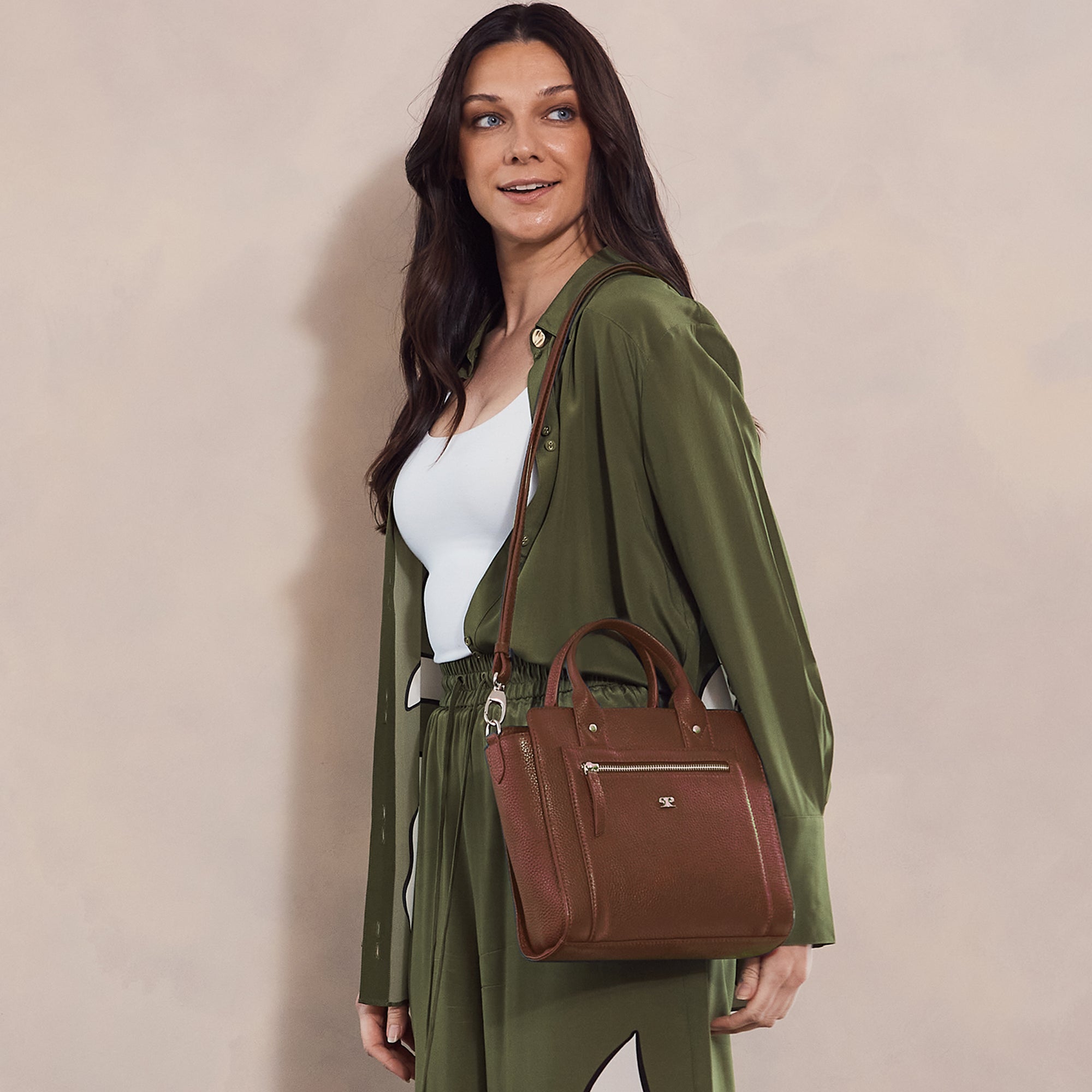 Pierre Cardin Ladies Leather Mini Tote Crossbody Bag