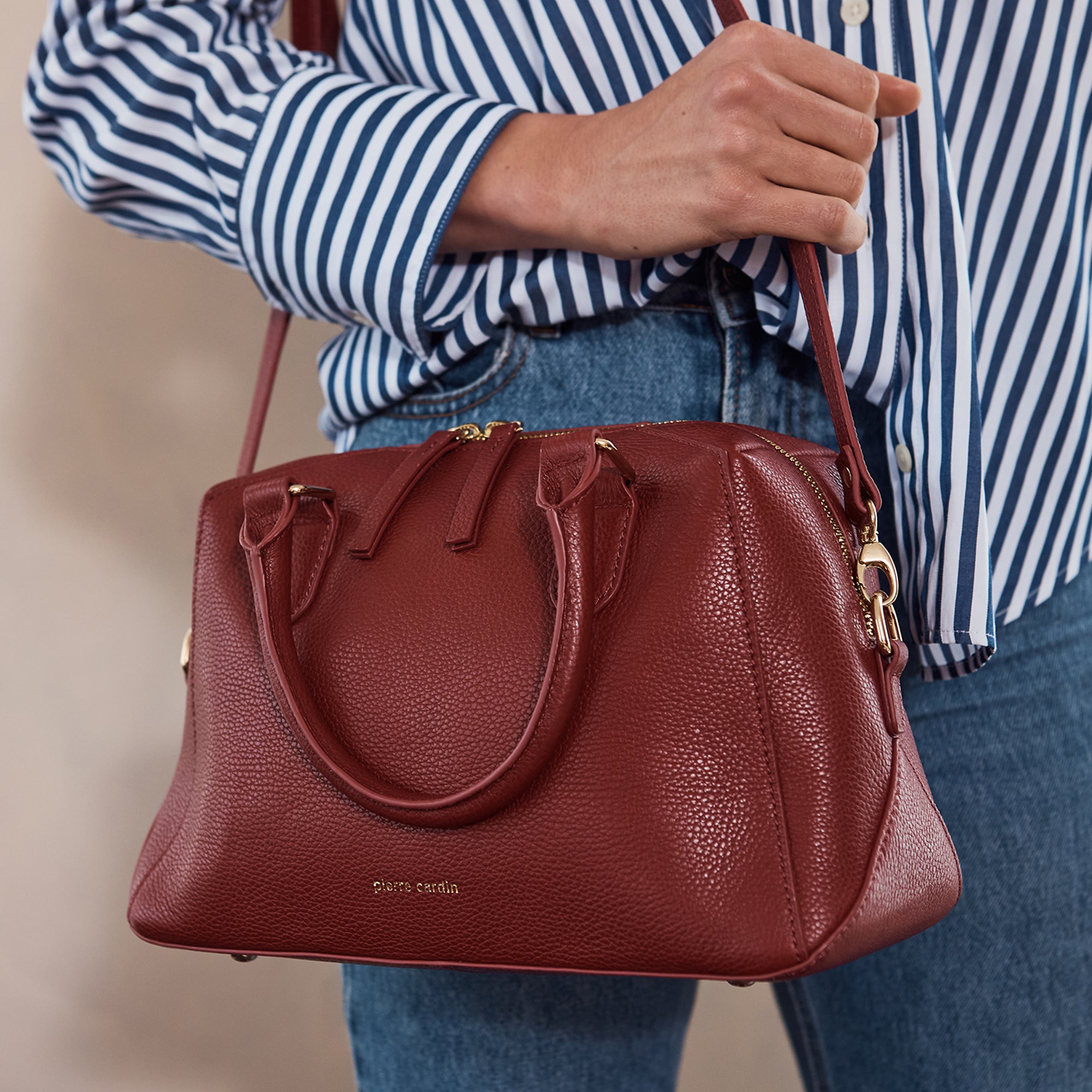 Pierre Cardin Ladies Leather Tote Bag Crossbody Bag