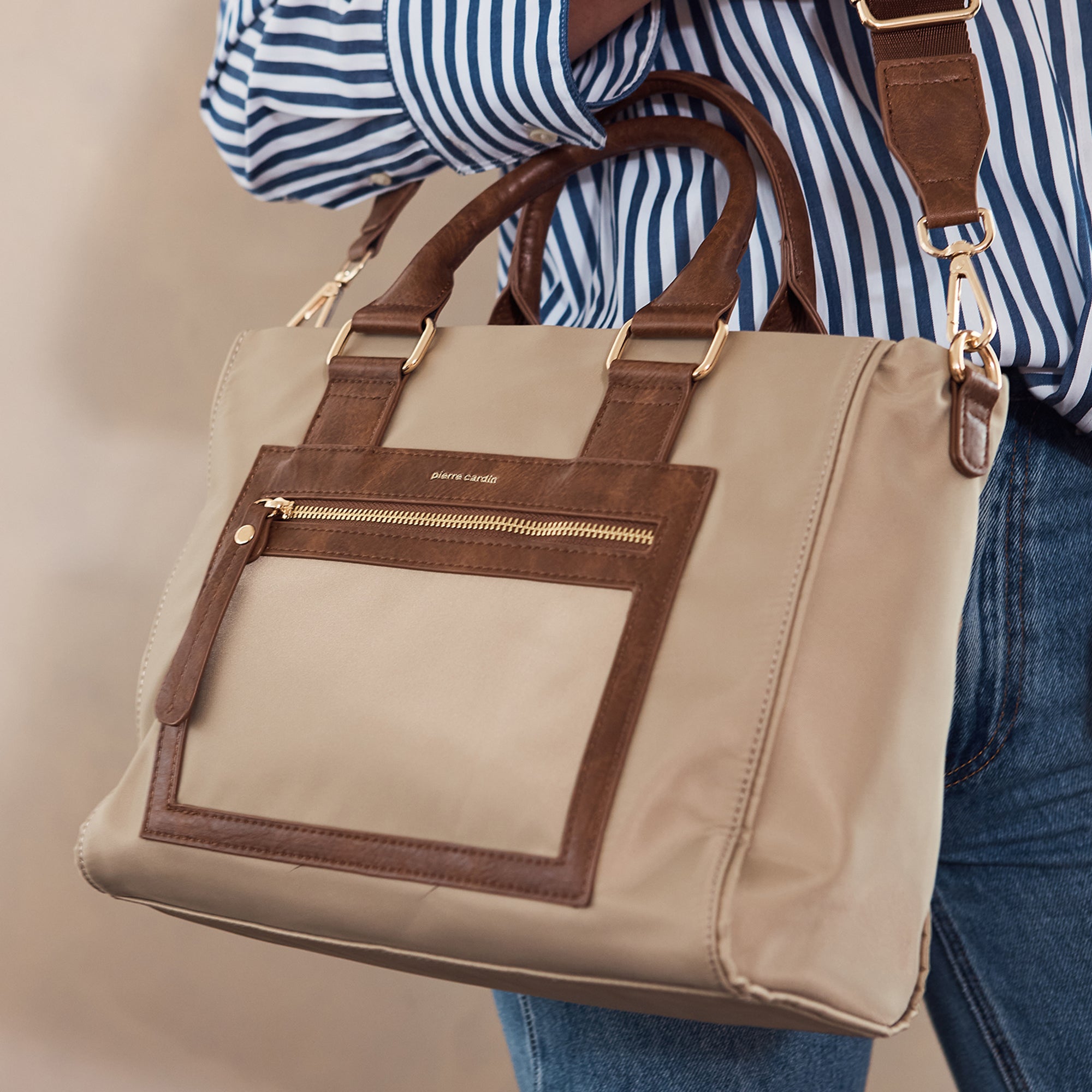 Pierre Cardin RFID Lightweight Nylon Mini Tote with Crossbody