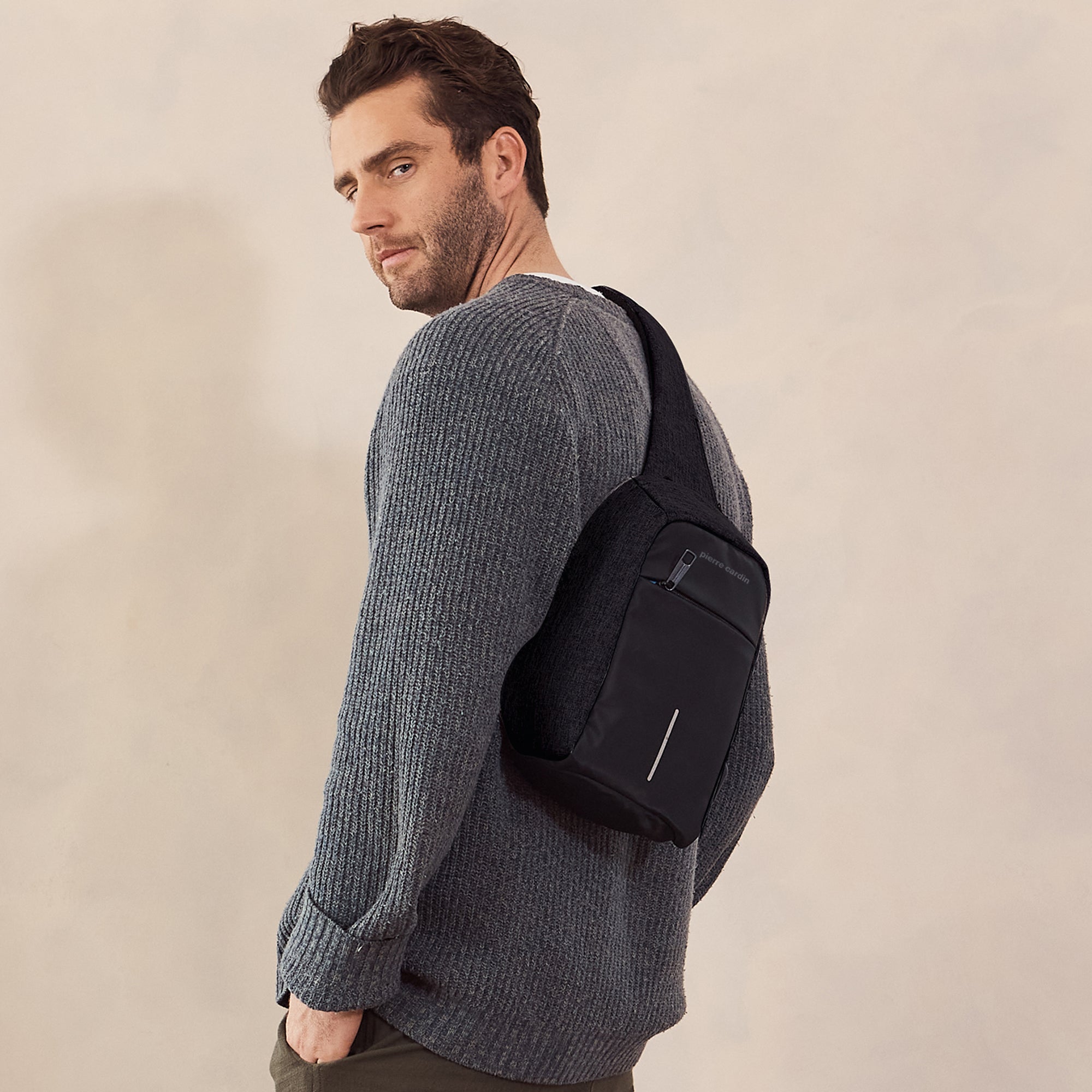 Pierre Cardin Mens Nylon Sling Bag