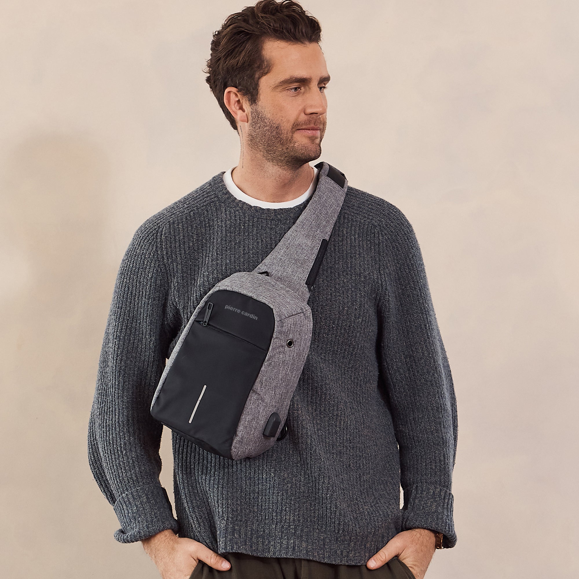 Pierre Cardin Mens Nylon Sling Bag