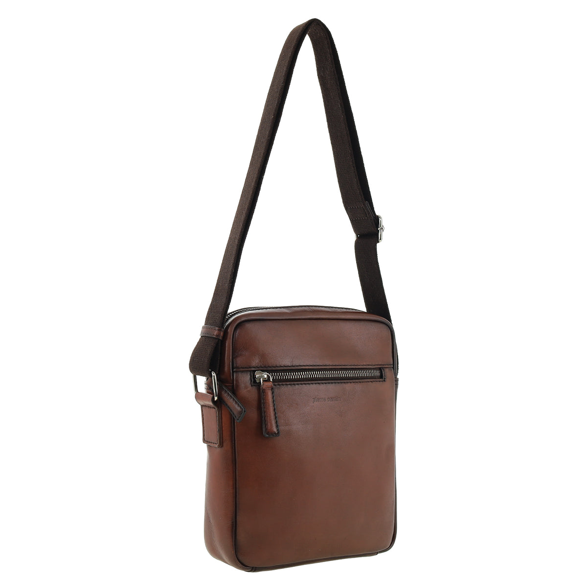 Pierre Cardin Genuine Leather Shoulder Cross-body Bag with Front Zip Pocket
