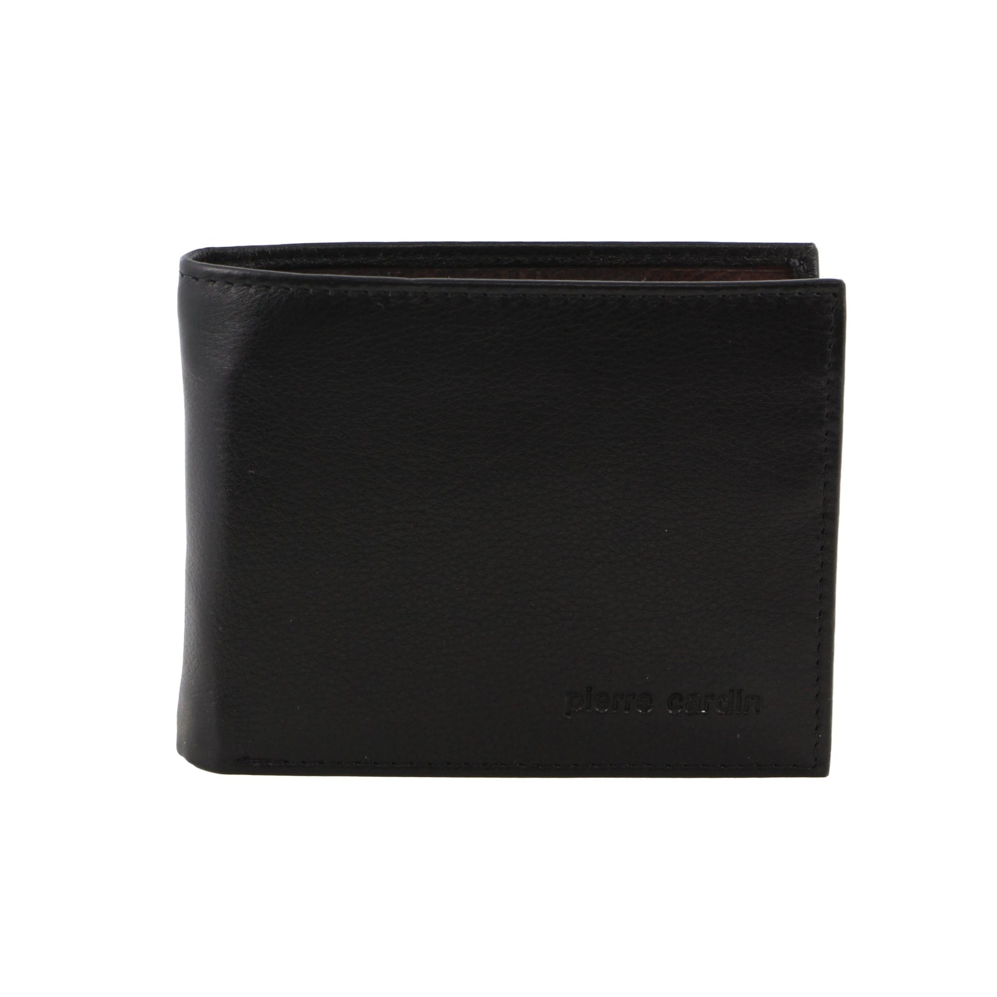 Pierre Cardin Italian Leather Men's Two Tone Bi-Fold Wallet in Black-Cognac