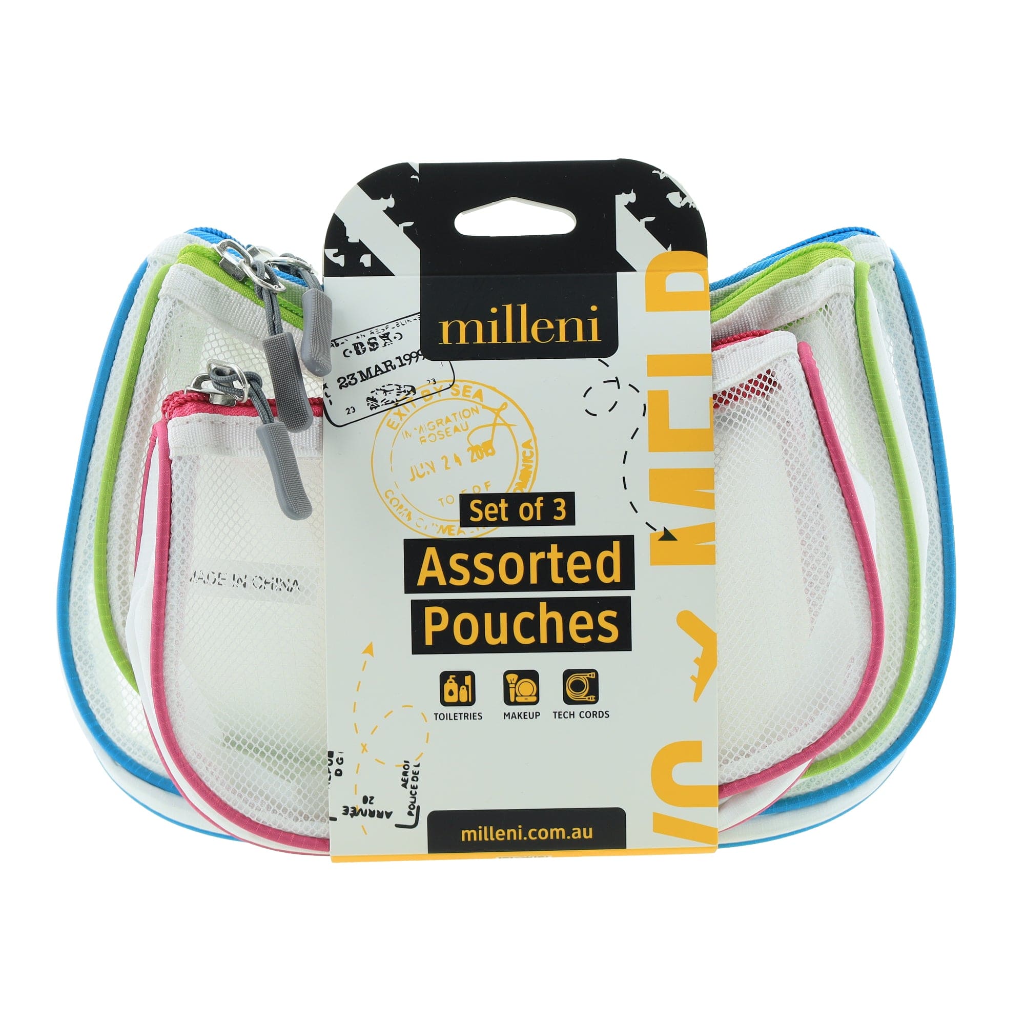 Pouches MT 017 Milleni Travel Assorted Pouches (3 PK)