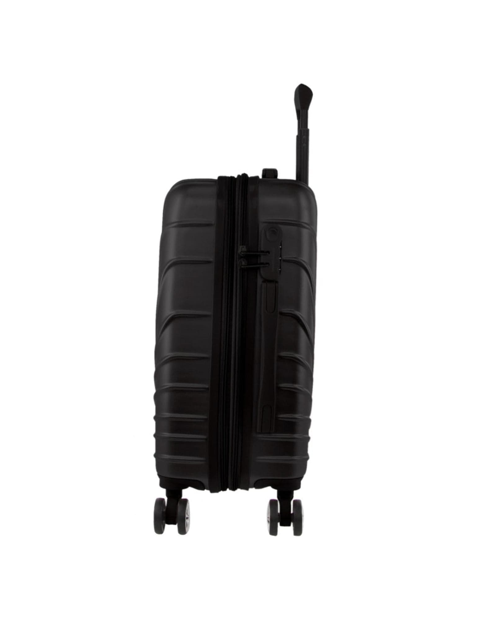 Hard Shell Luggage PC 3248LC BLACK+PC3761 Pierre Cardin Black Hard Shell LARGE and CABIN Bundle 2-Piece Set+ Assorted Luggage Tag