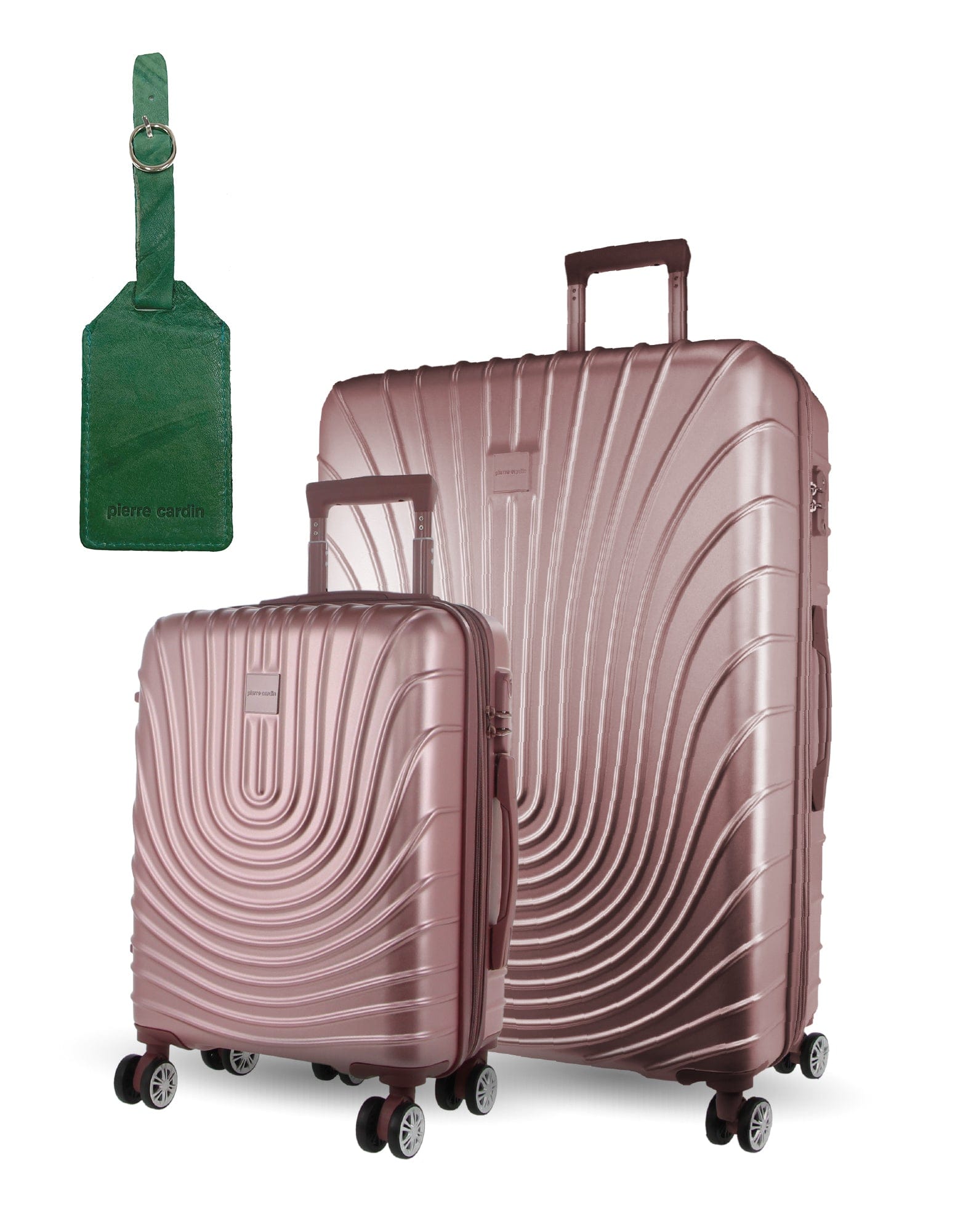 Hard Shell Luggage PC 3248MC ROSE+PC3761 Pierre Cardin Rose Hard Shell MEDIUM and CABIN Bundle 2-Piece Set + Assorted Luggage Tag