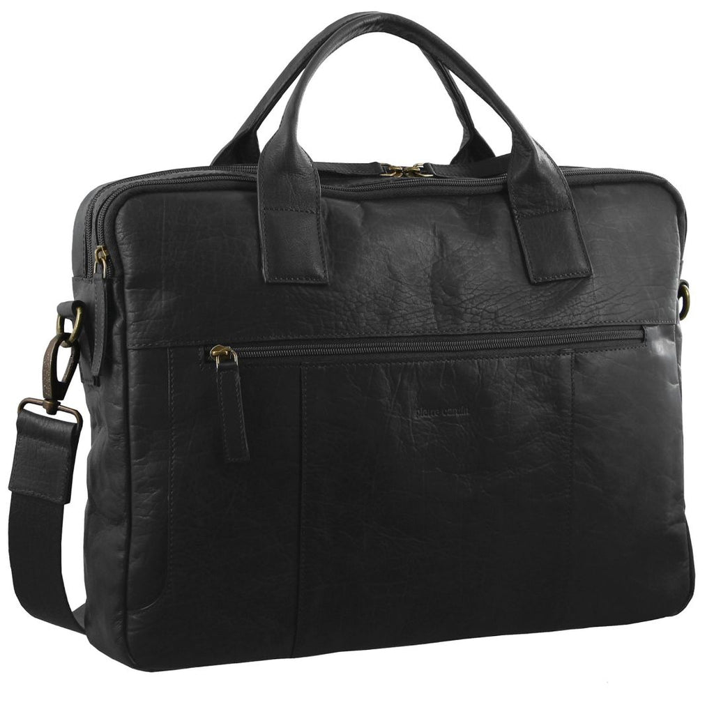 Black leather best sale computer bag