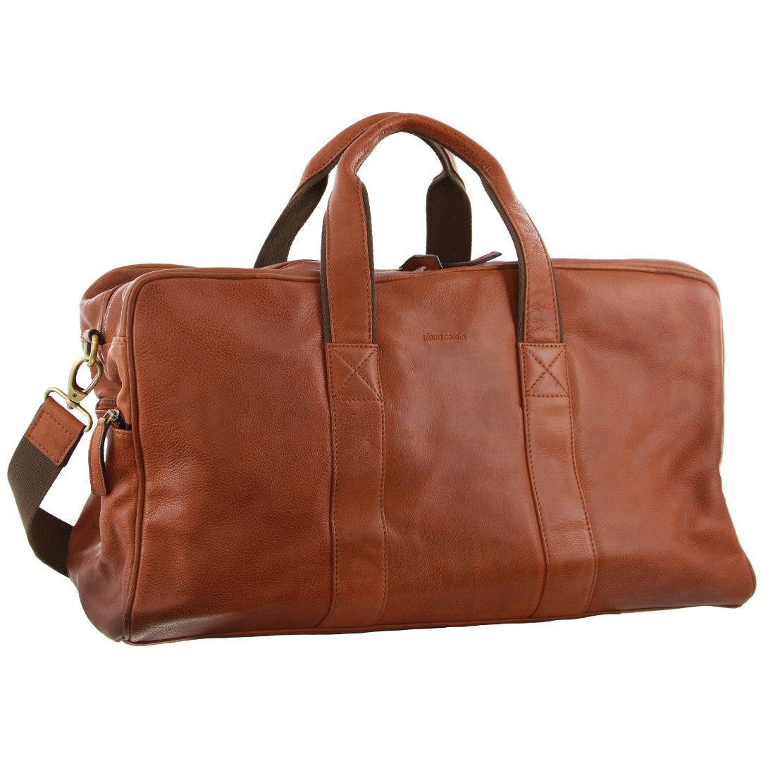 Pierre cardin rustic leather overnight bag sale