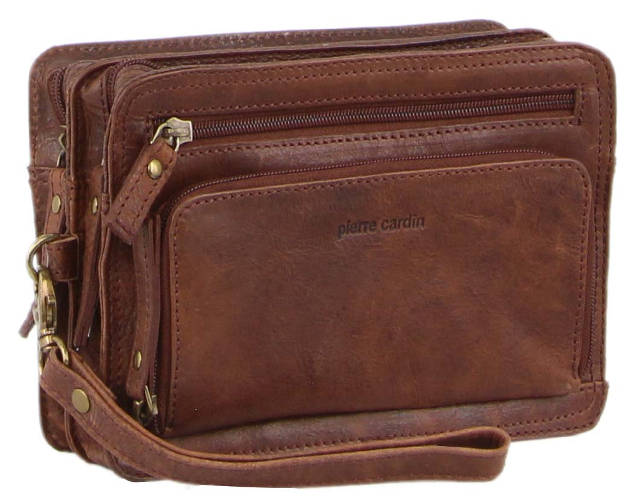 Pierre Cardin Rustic Leather Organiser Bag