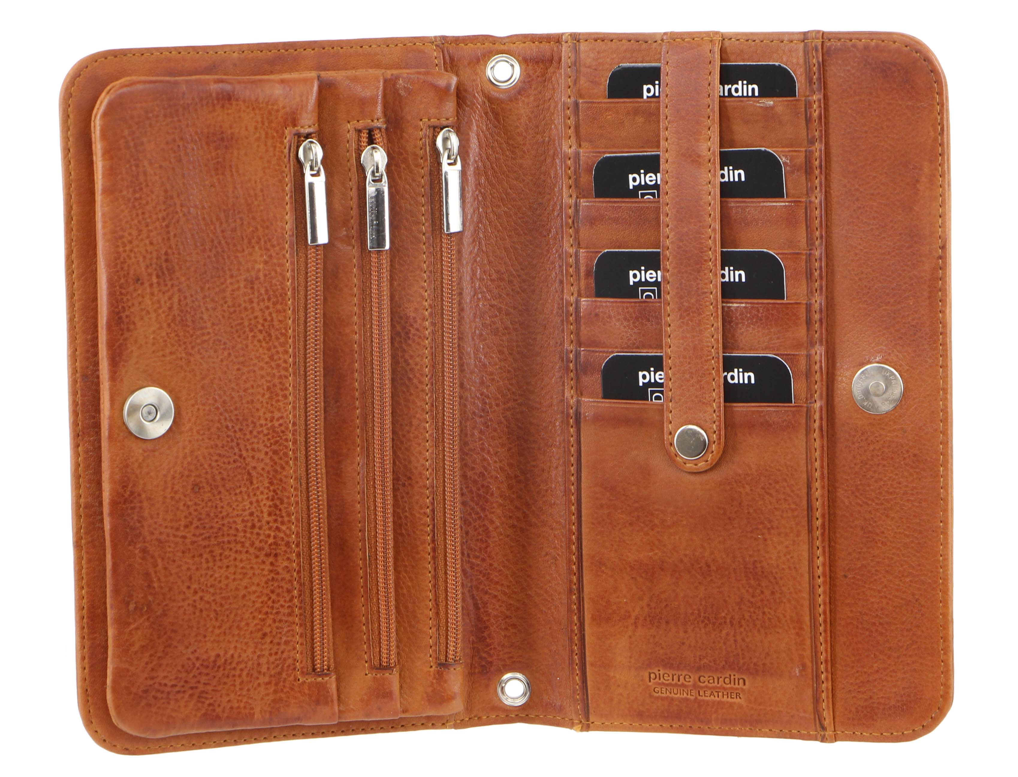 Pierre Cardin Genuine Leather Clutch/Wallet Bag in Cognac