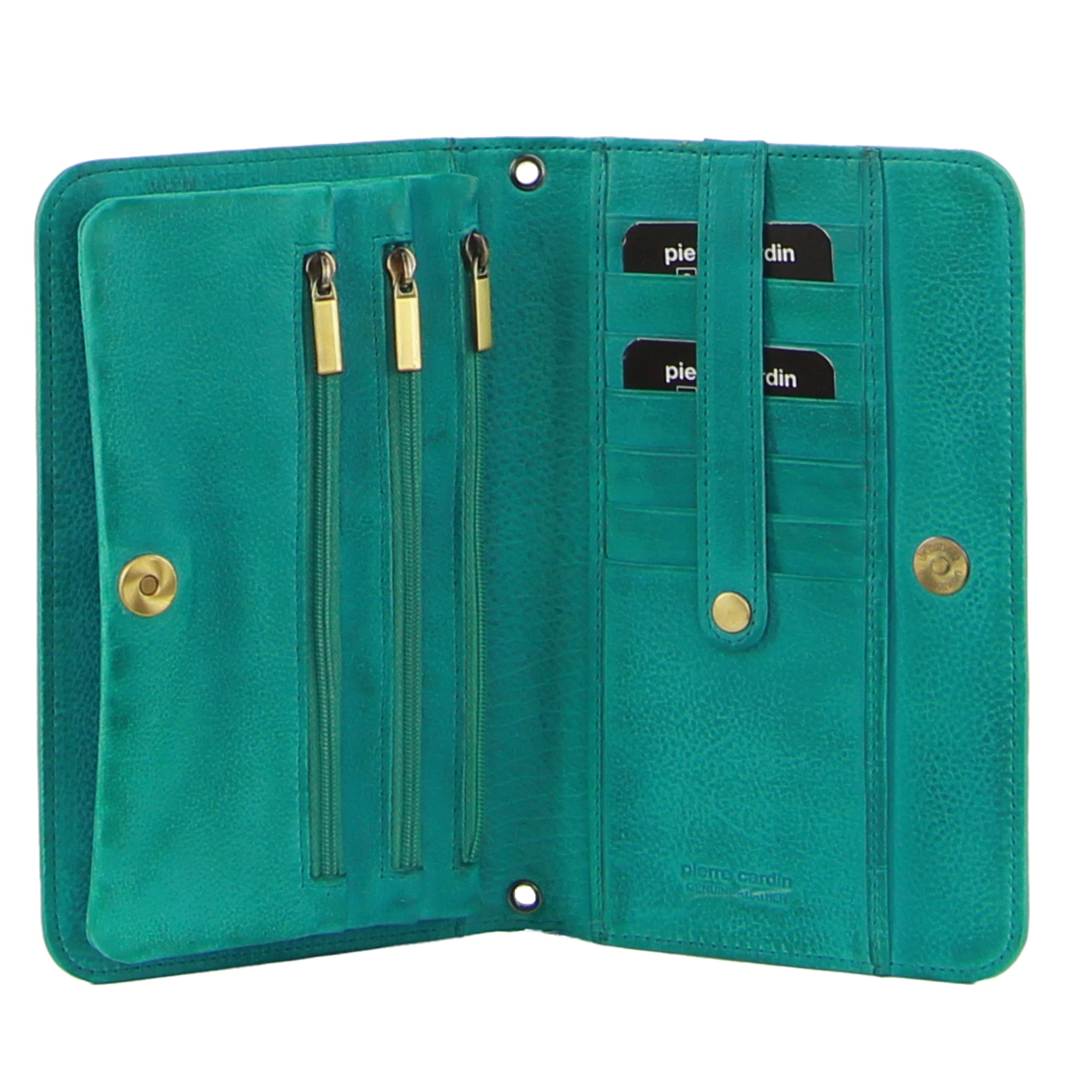 Pierre Cardin Genuine Leather Clutch/Wallet Bag in Turquoise