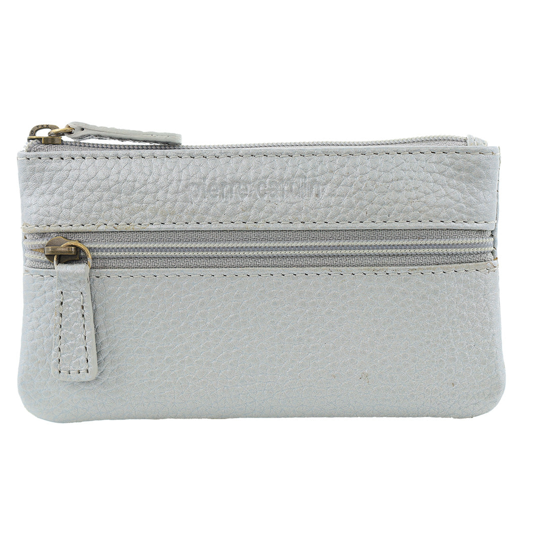 Pierre Cardin Leather Coin Purse/Key Holder in Silver