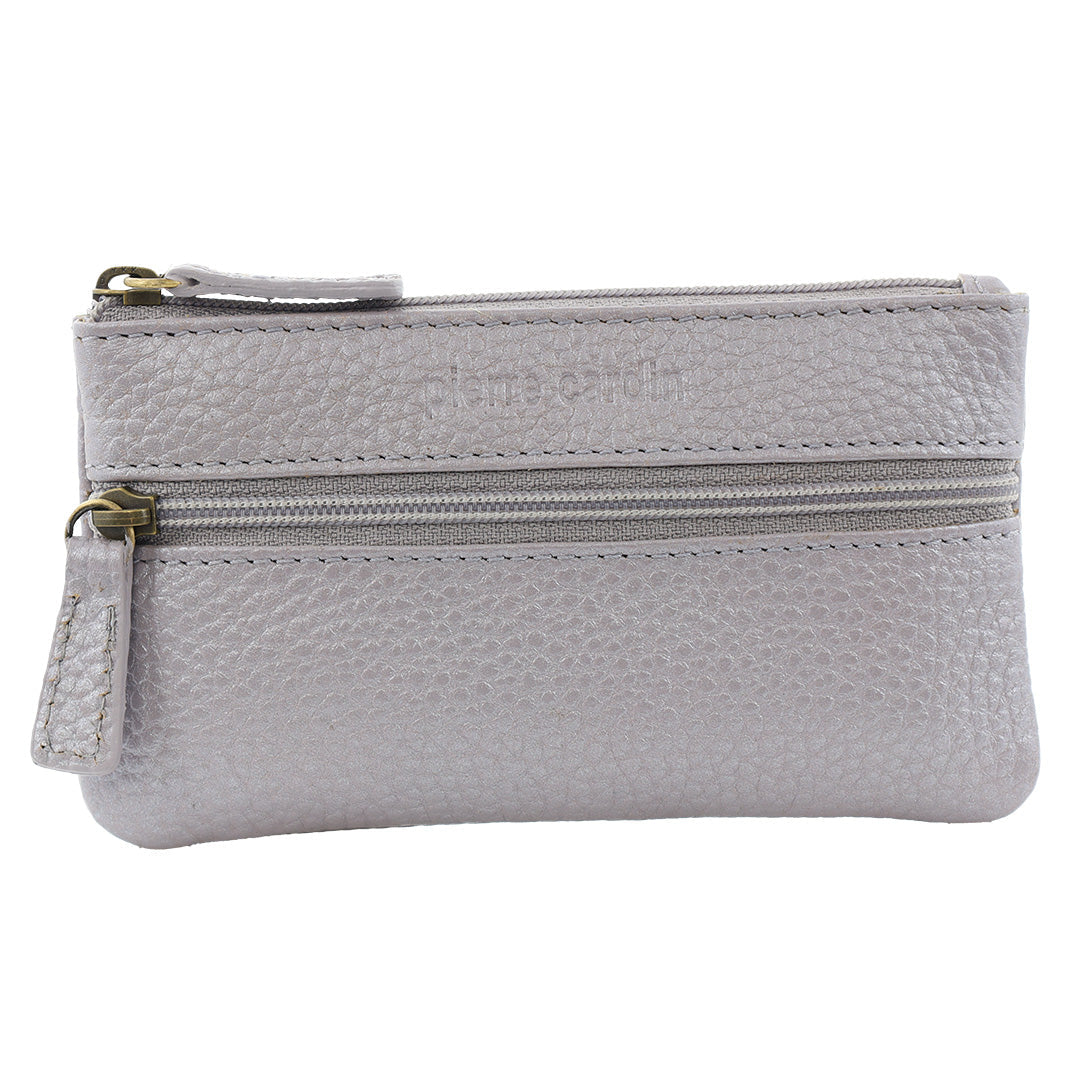 Pierre Cardin Leather Coin Purse/Key Holder in Silver