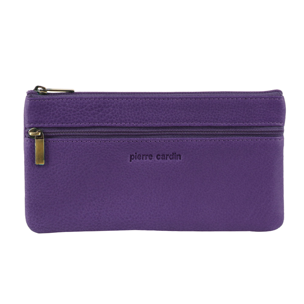 Pierre Cardin Leather Coin Purse/Phone Wallet Case in Purple