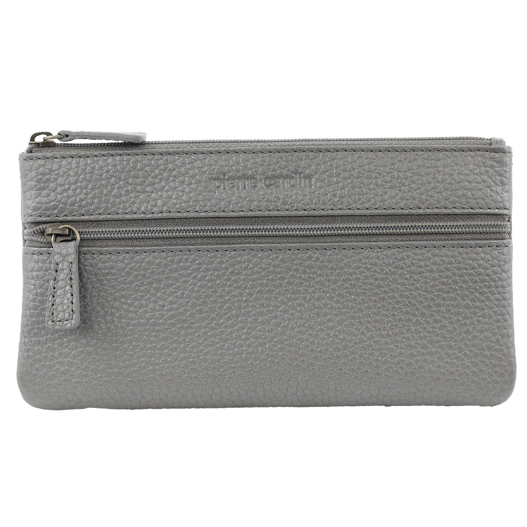 Pierre Cardin Leather Coin Purse/Phone Wallet Case in Silver