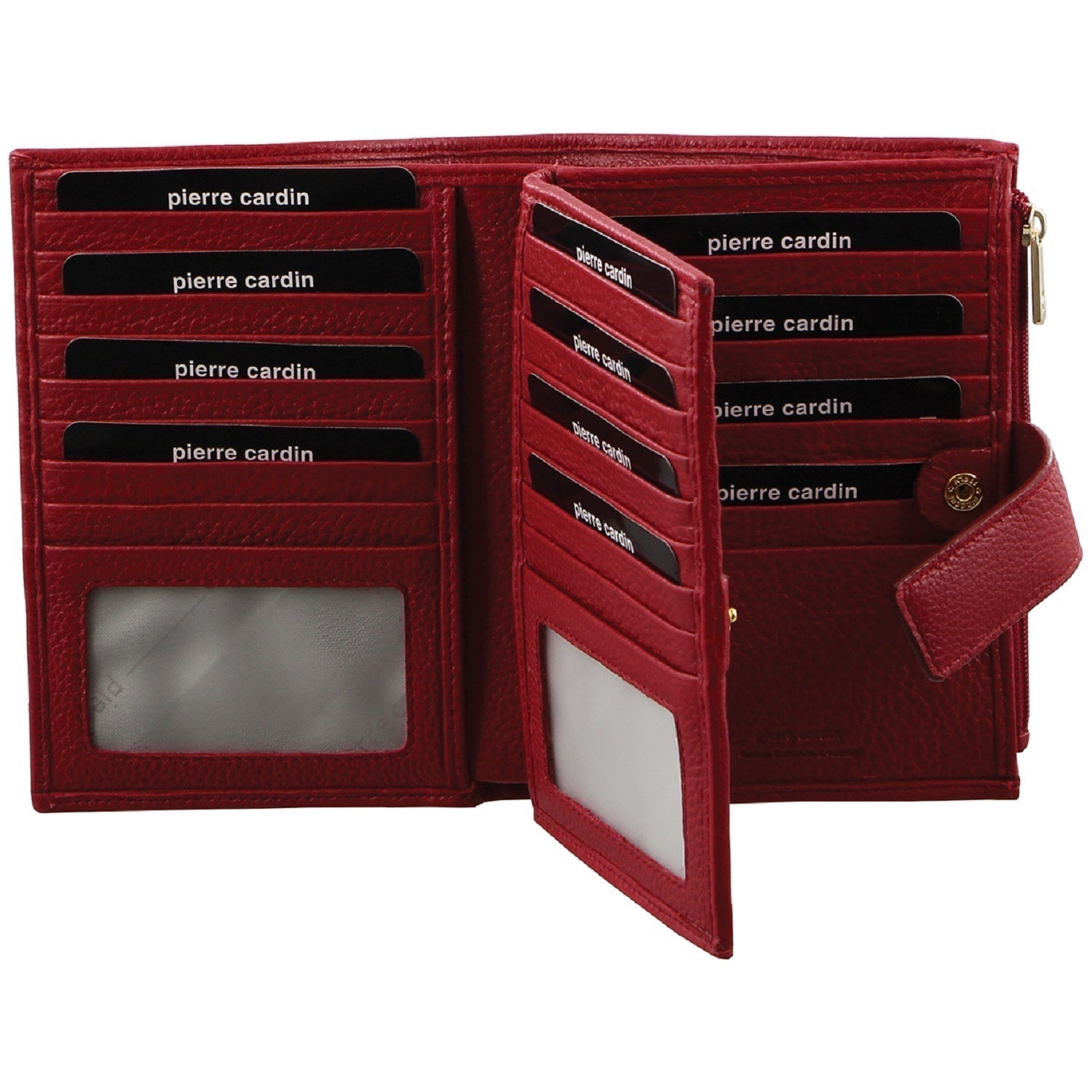 Pierre Cardin Italian Leather Ladies Tab Wallet in Red