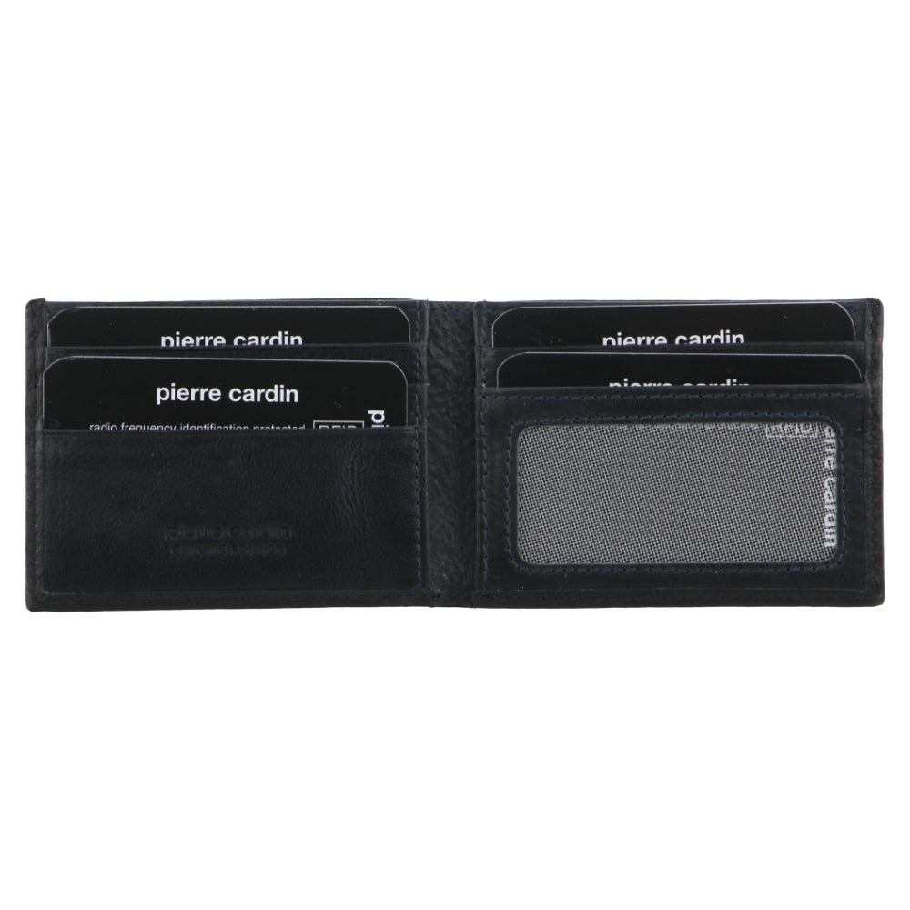Pierre Cardin Italian Leather Two Tone Men's Wallet/Card Holder in Black-Midnight