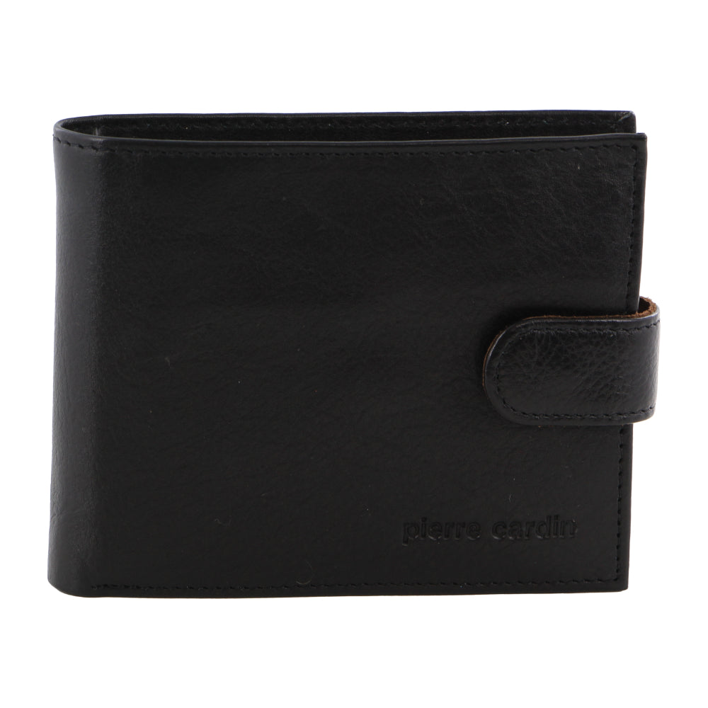 Pierre Cardin Italian Leather Men's Two Tone Wallet in Black-Midnight