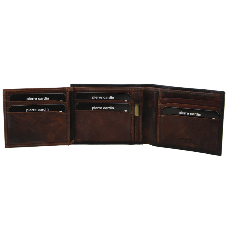 Pierre Cardin Italian Leather Two Tone Tri-Fold Wallet (PC2632)