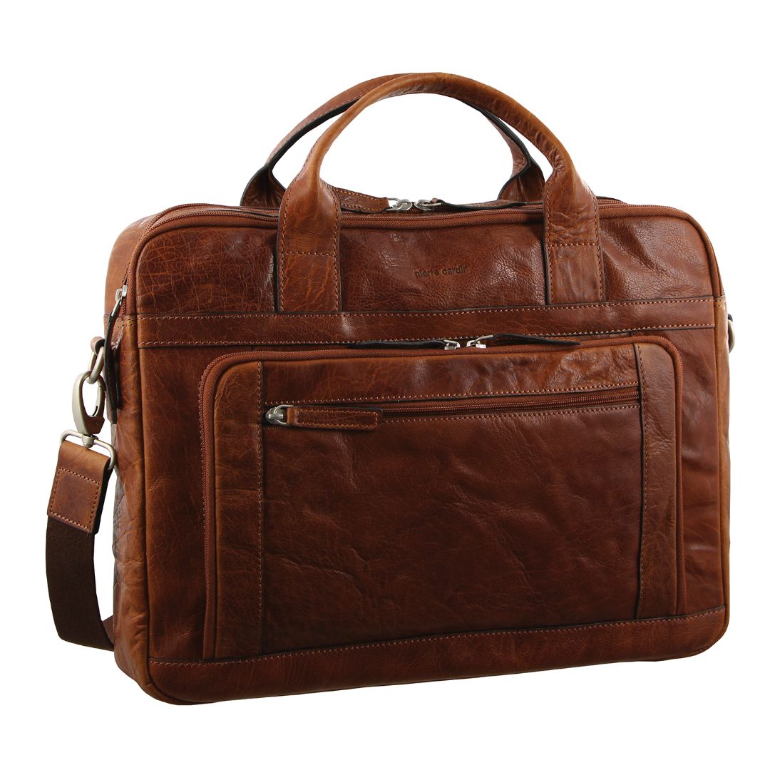 Pierre Cardin Rustic Leather Computer/Business Bag in Brown