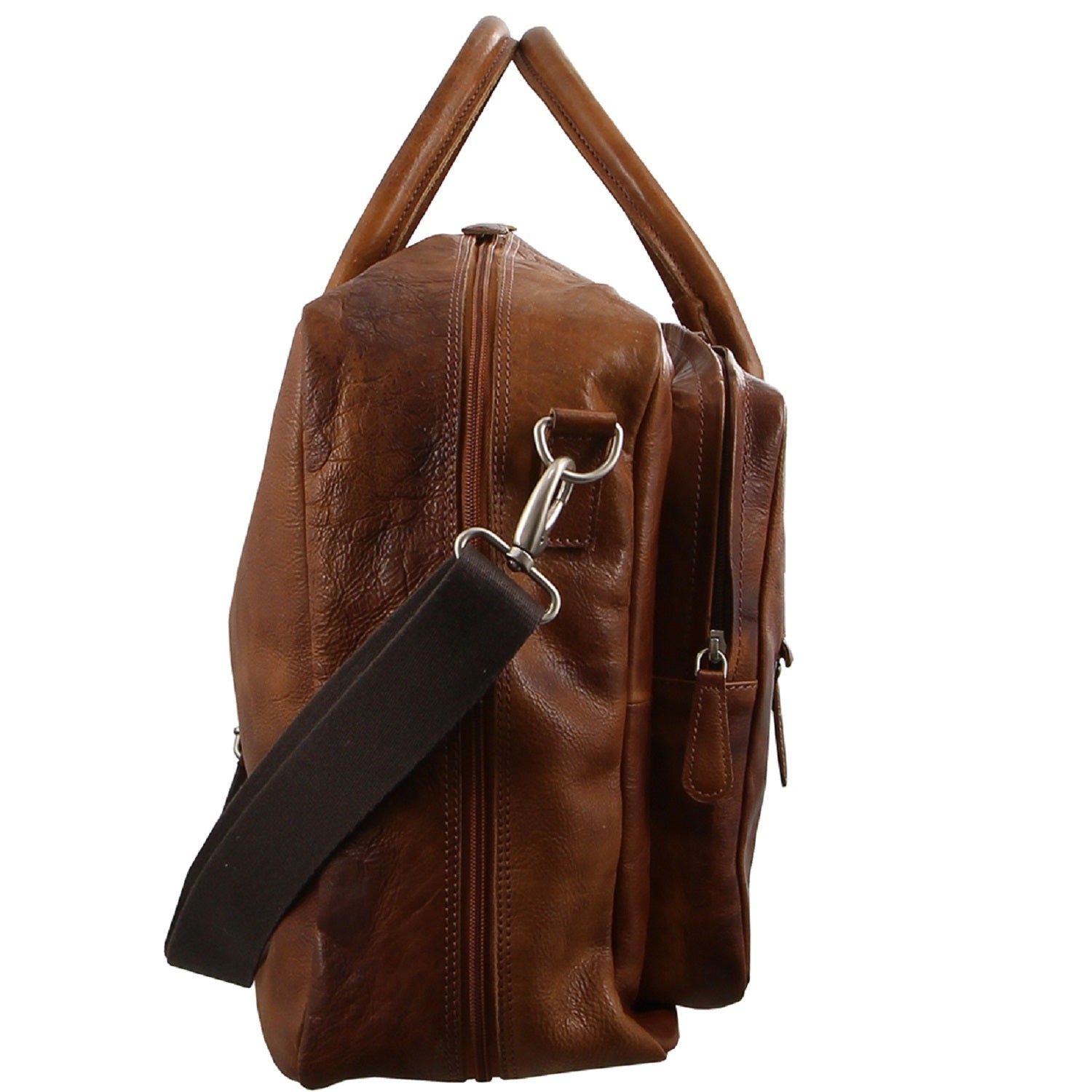 Pierre Cardin Rustic Leather Business Bag in Cognac