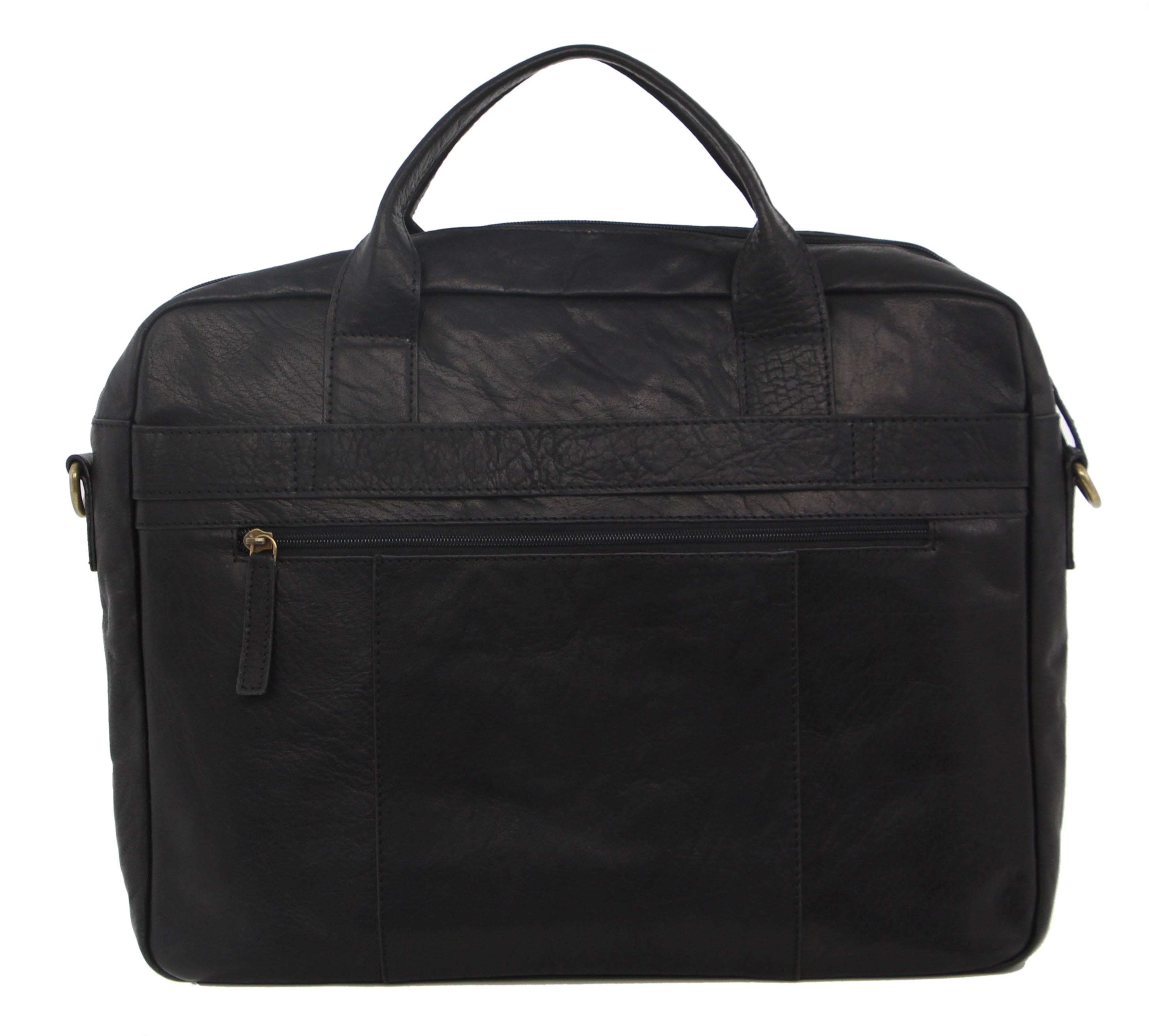 Pierre Cardin Rustic Leather Computer Bag in Black