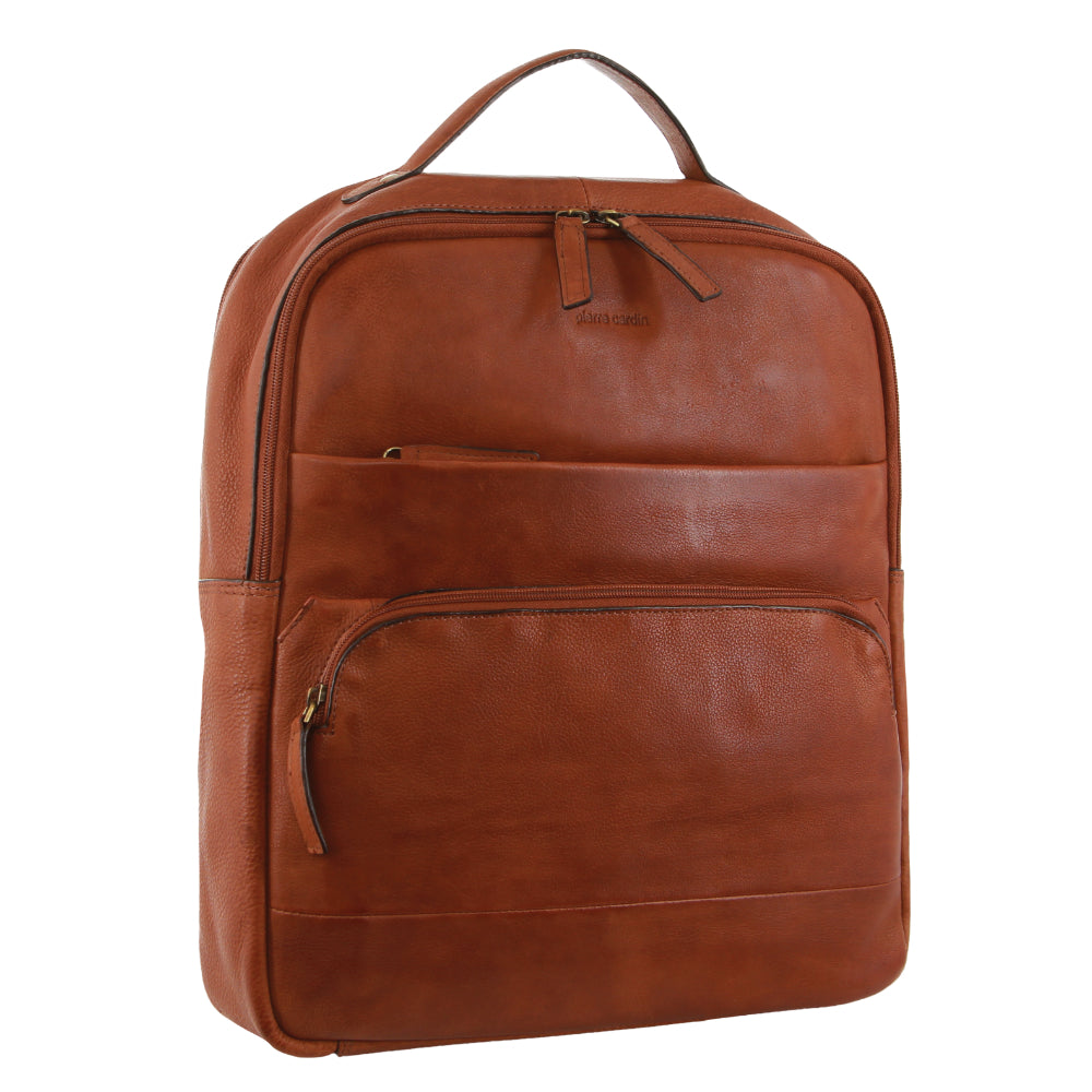 Pierre Cardin Rustic Leather Business Backpack/Computer Bag