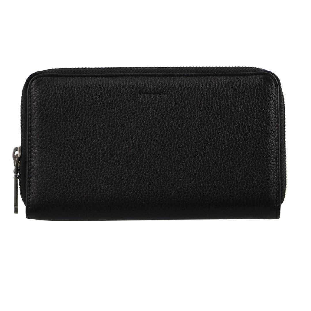 Pierre Cardin Italian Leather Ladies Double Zip Wallet in Black