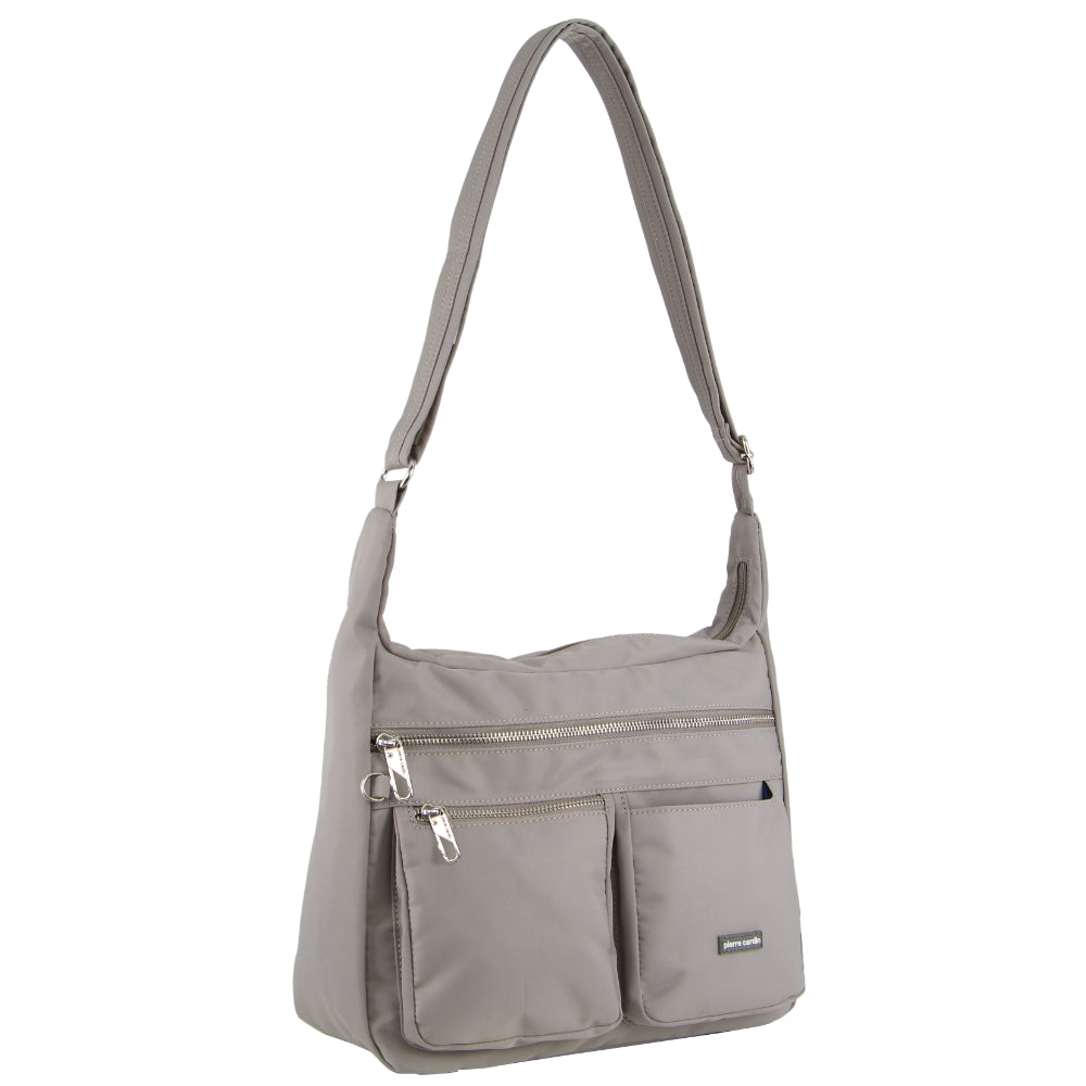 Pierre Cardin Nylon Anti Theft Cross Body Bag Taupe Nylon