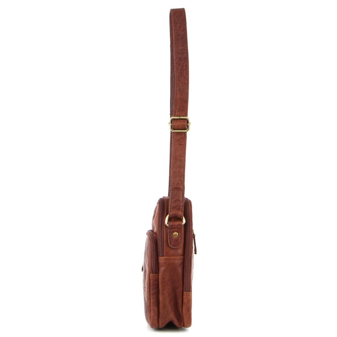 Pierre Cardin Rustic Leather Cross-Body Bag in Cognac
