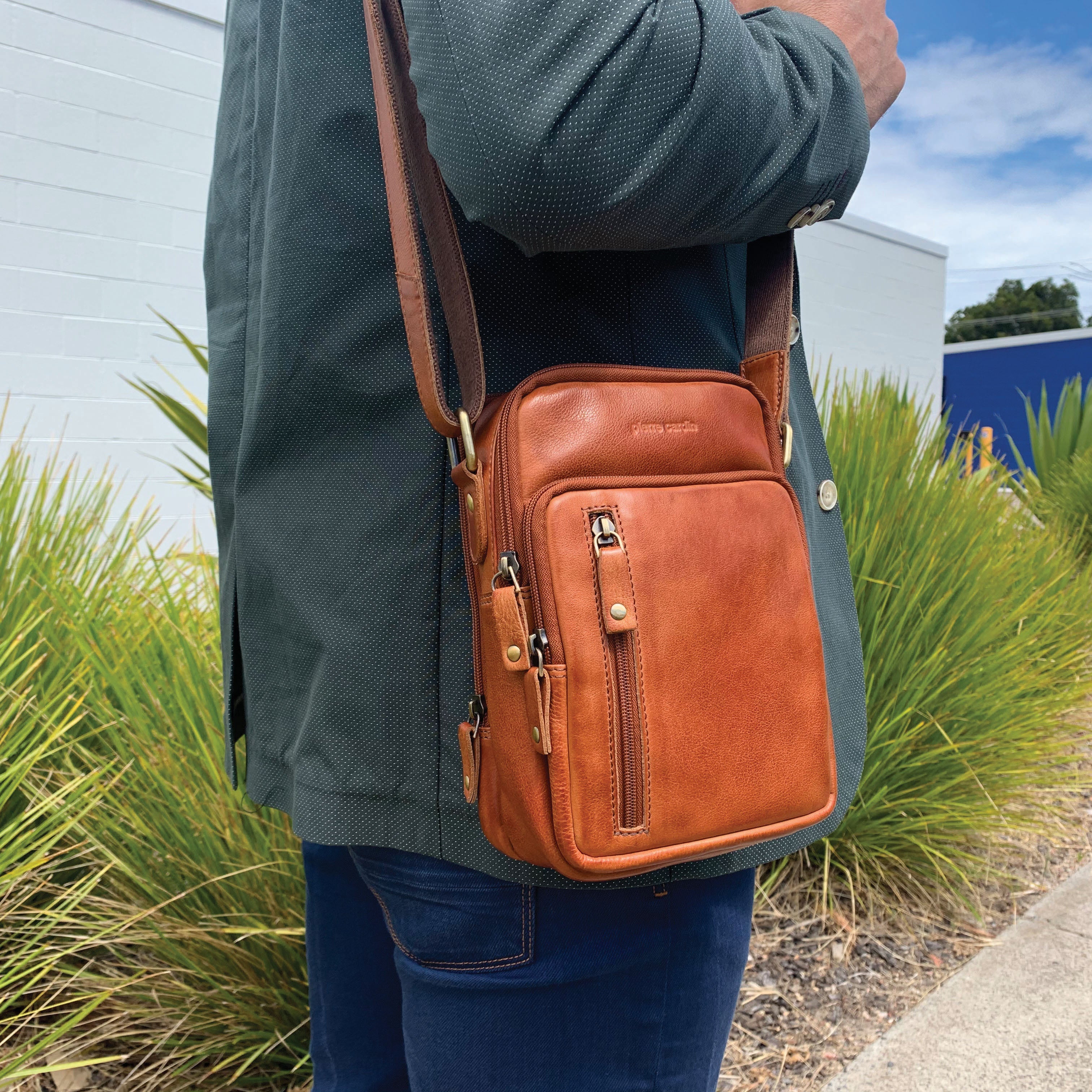 Pierre Cardin Rustic Leather Crossbody Bag