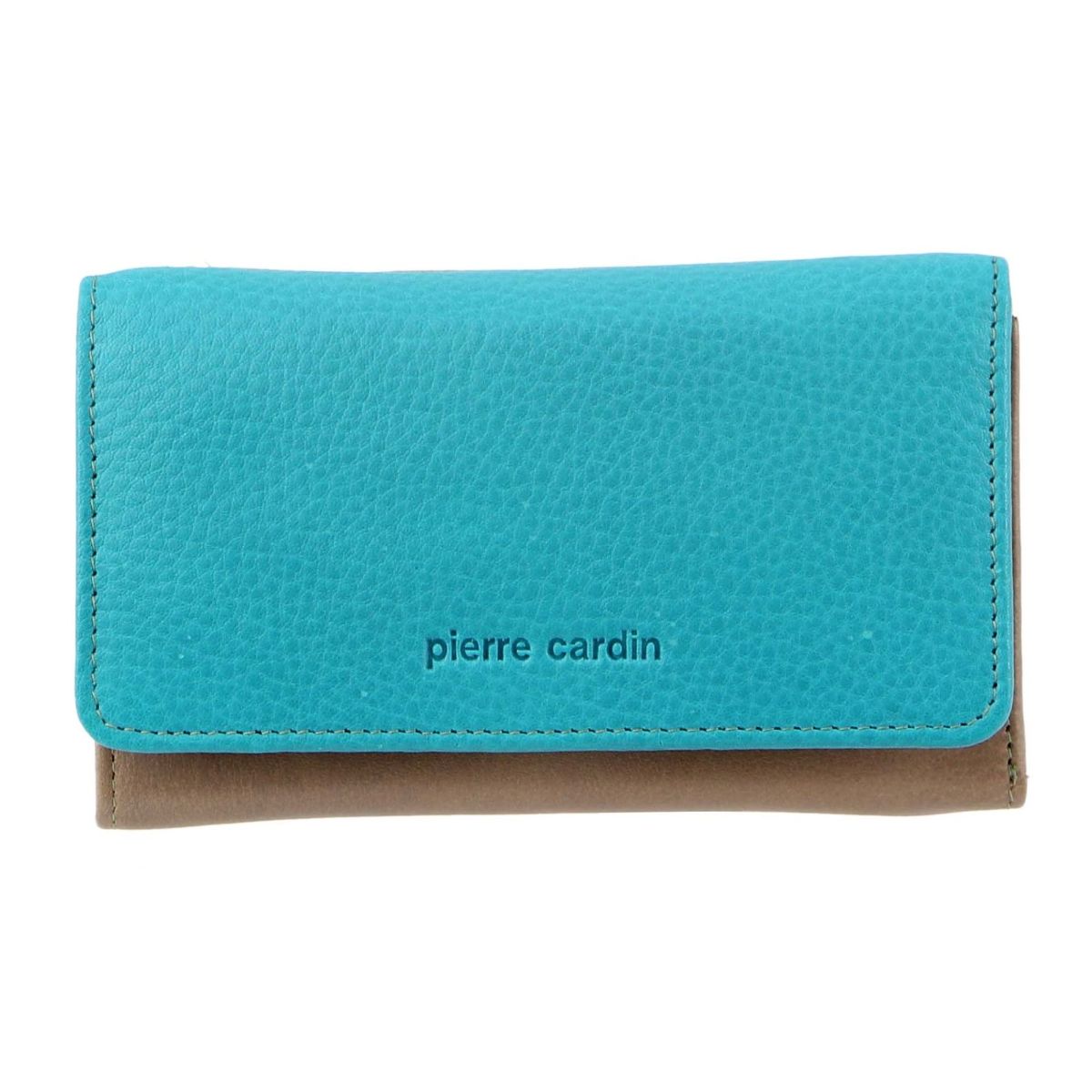 Pierre Cardin MultiColour Leather Ladies Tri-Fold Wallet in Turquoise