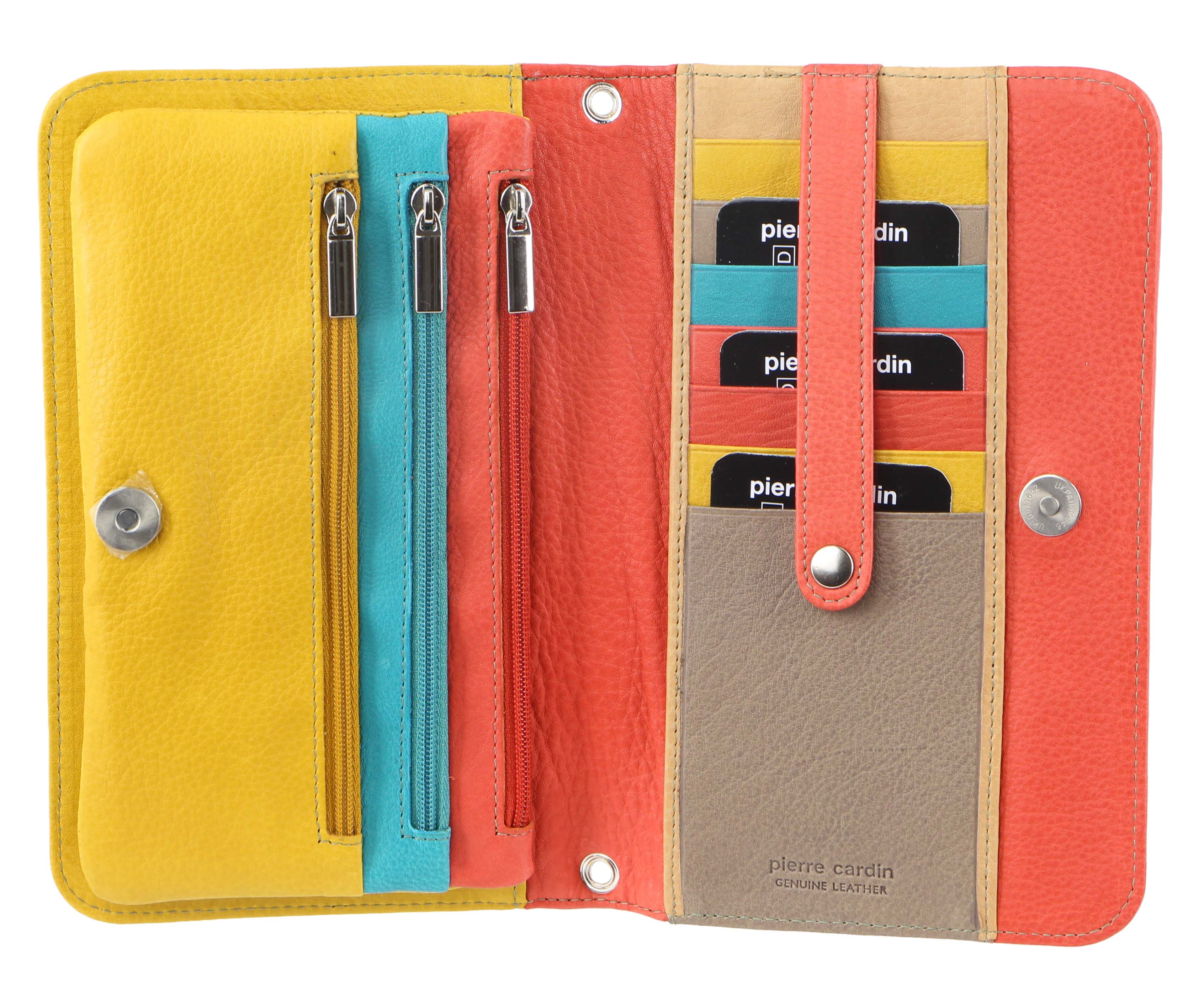 Pierre Cardin Multi-Colour Leather Wallet Bag/ Clutch in Orange