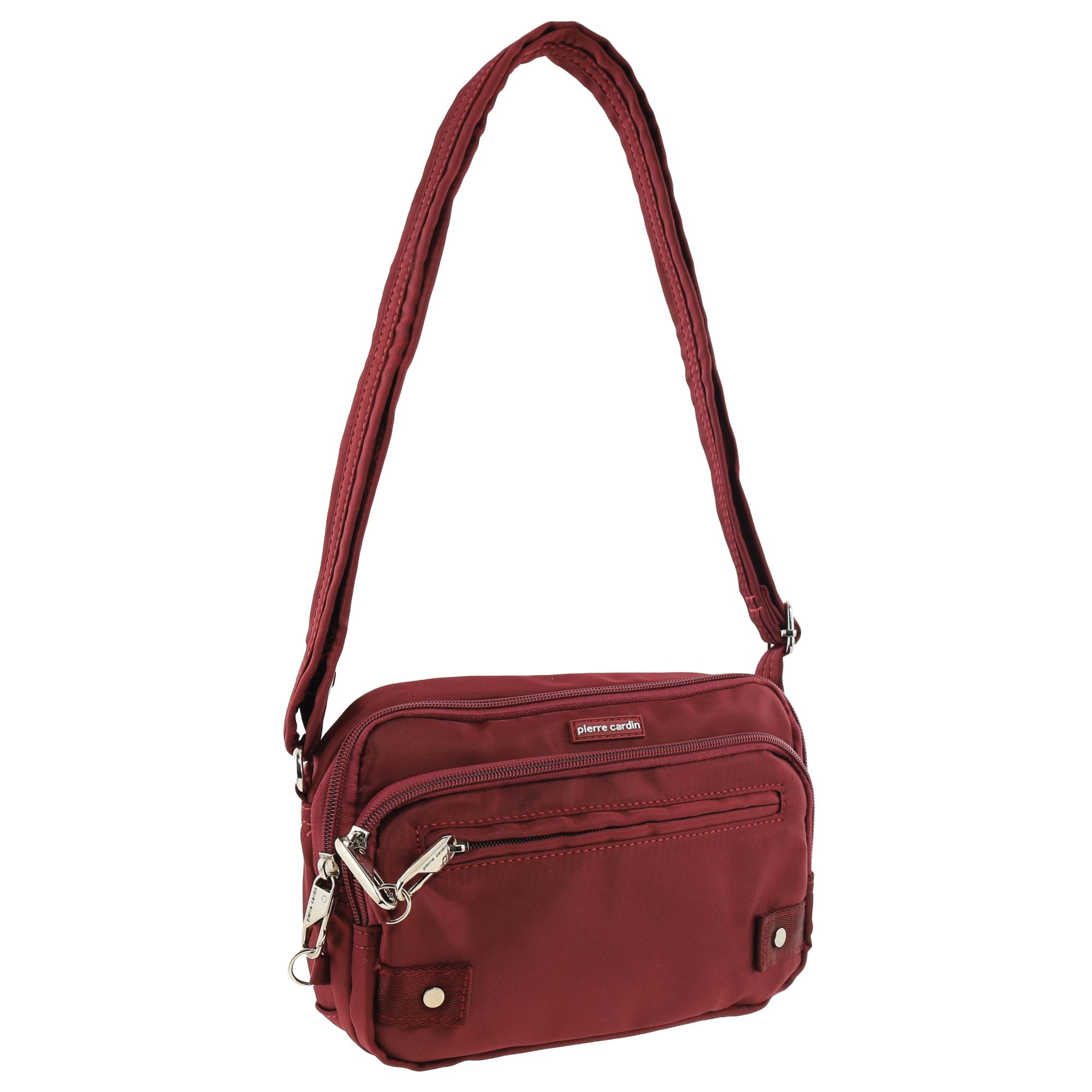 Pierre Cardin Nylon Anti-Theft Cross Body Bag in Wine