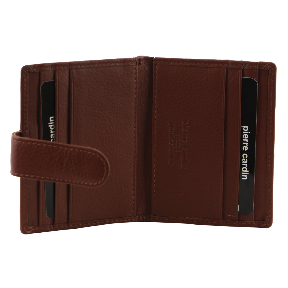 Pierre Cardin Men's Leather  Bi-Fold Card Holder/Wallet in Brown